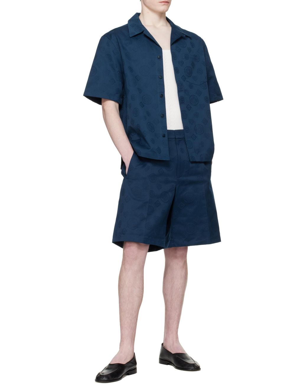 Casablanca Blue Letter-Patterned Shorts for men