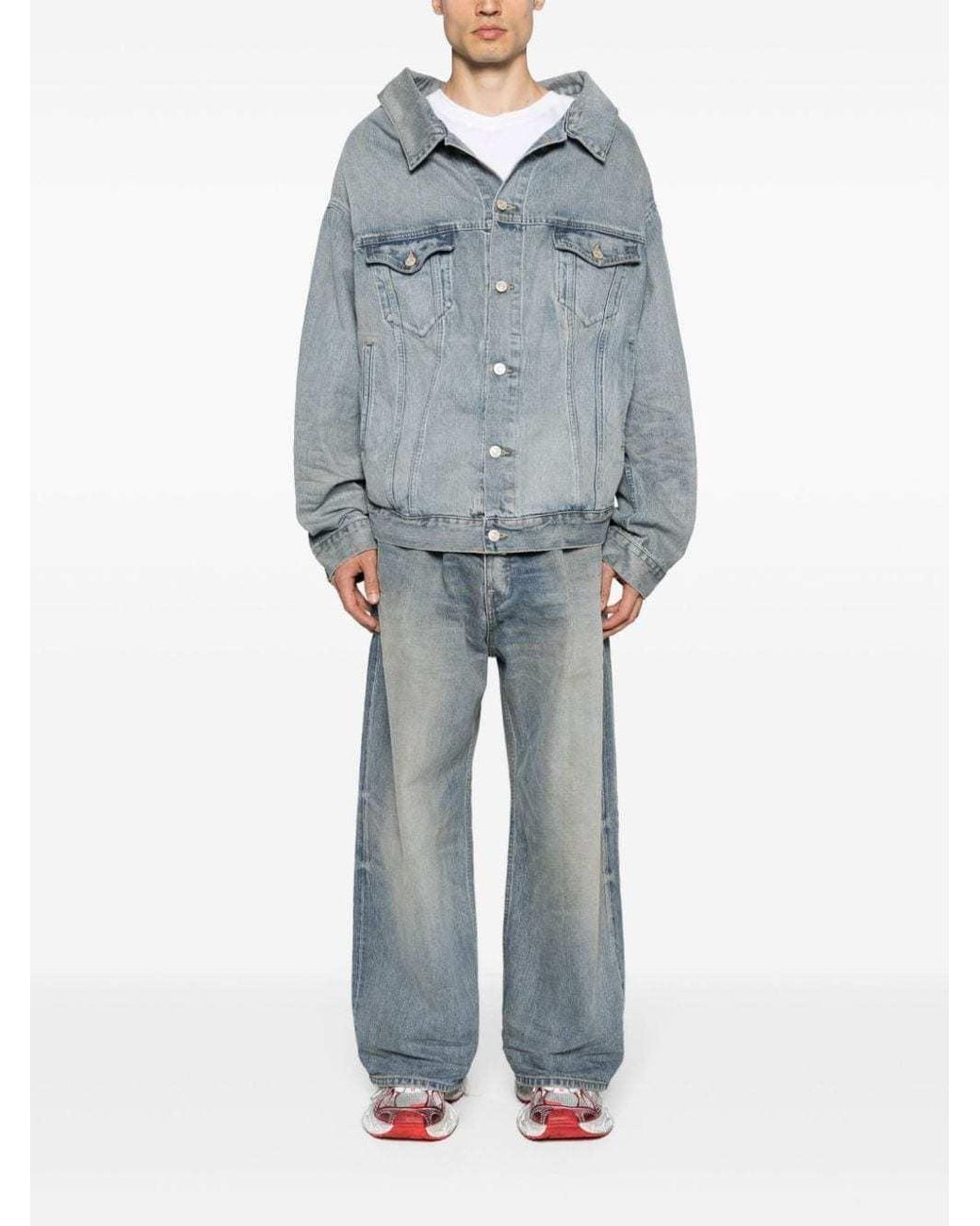 Balenciaga Blue Collared Button-Up Jacket for men