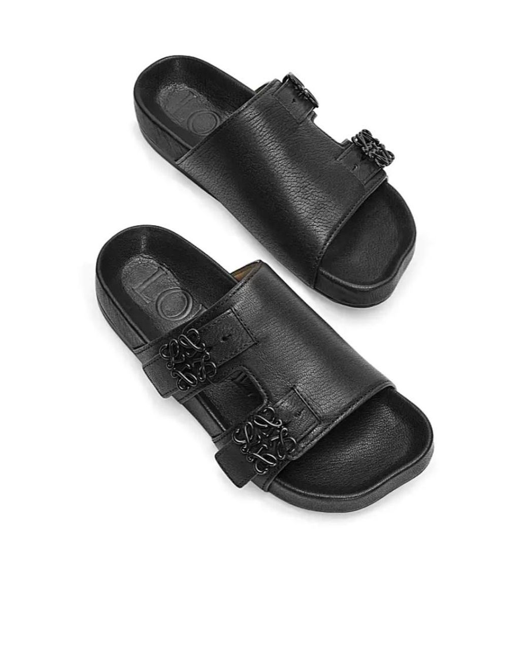Loewe Black Logo-Plaque Slip-On Sandals