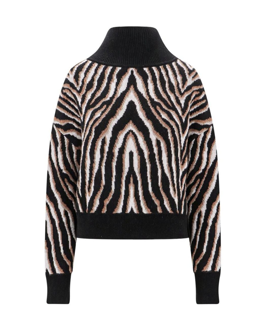 Erika Cavallini Semi Couture Black Patterned-Intarsia Wool-Blend Jumper