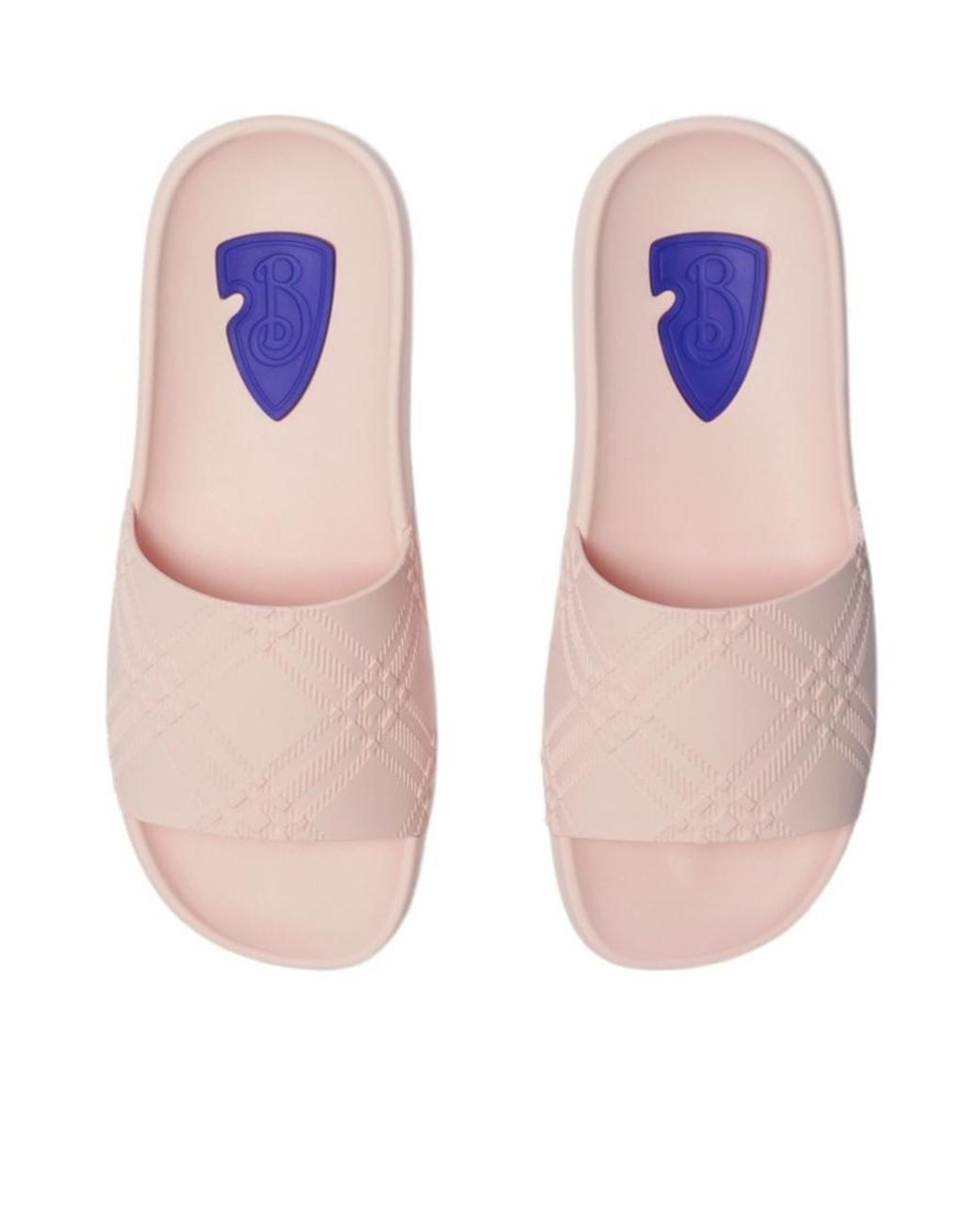 Burberry Pink Checked Slip-On Slides