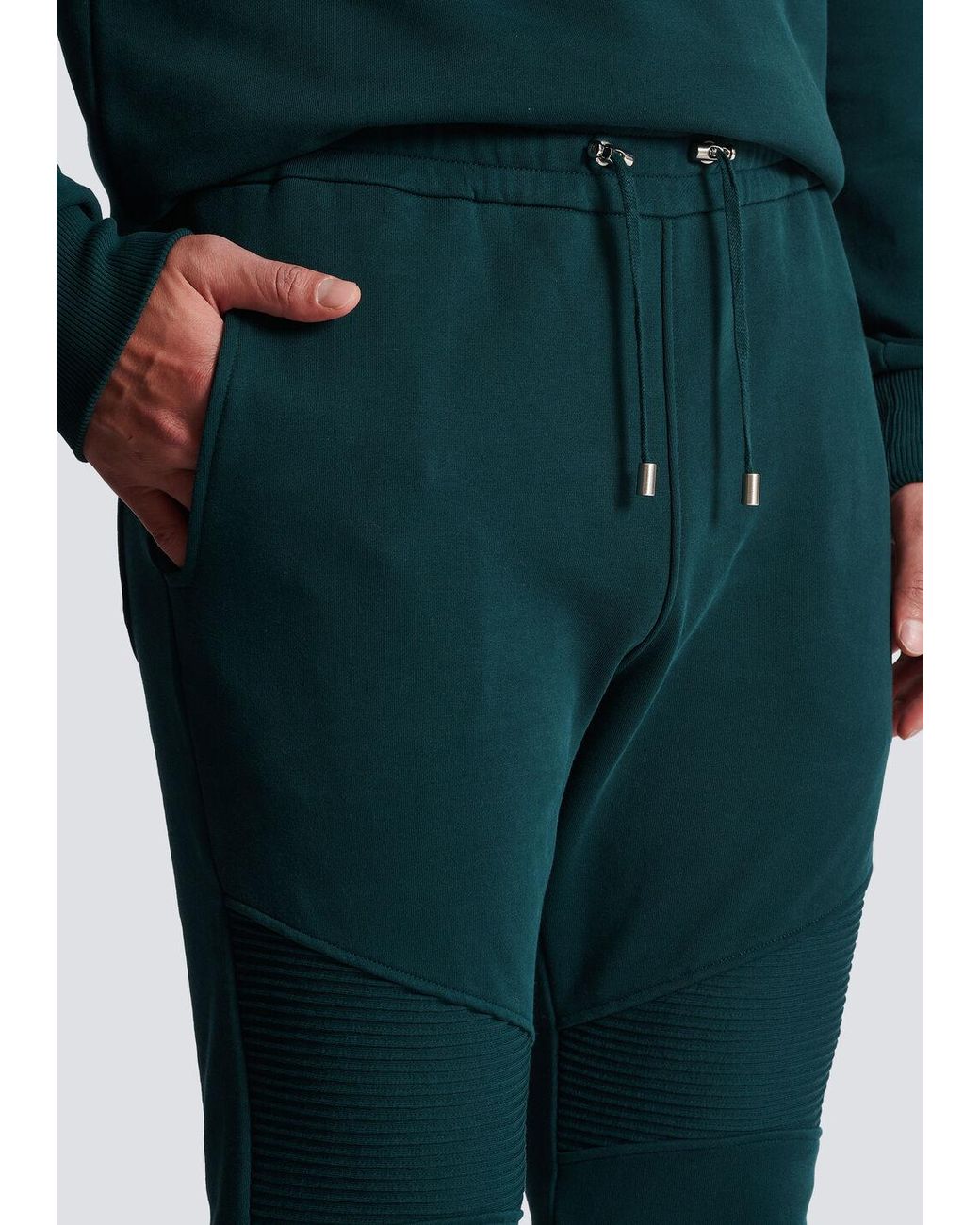 Balmain Green Drawstring Jogging Pants for men
