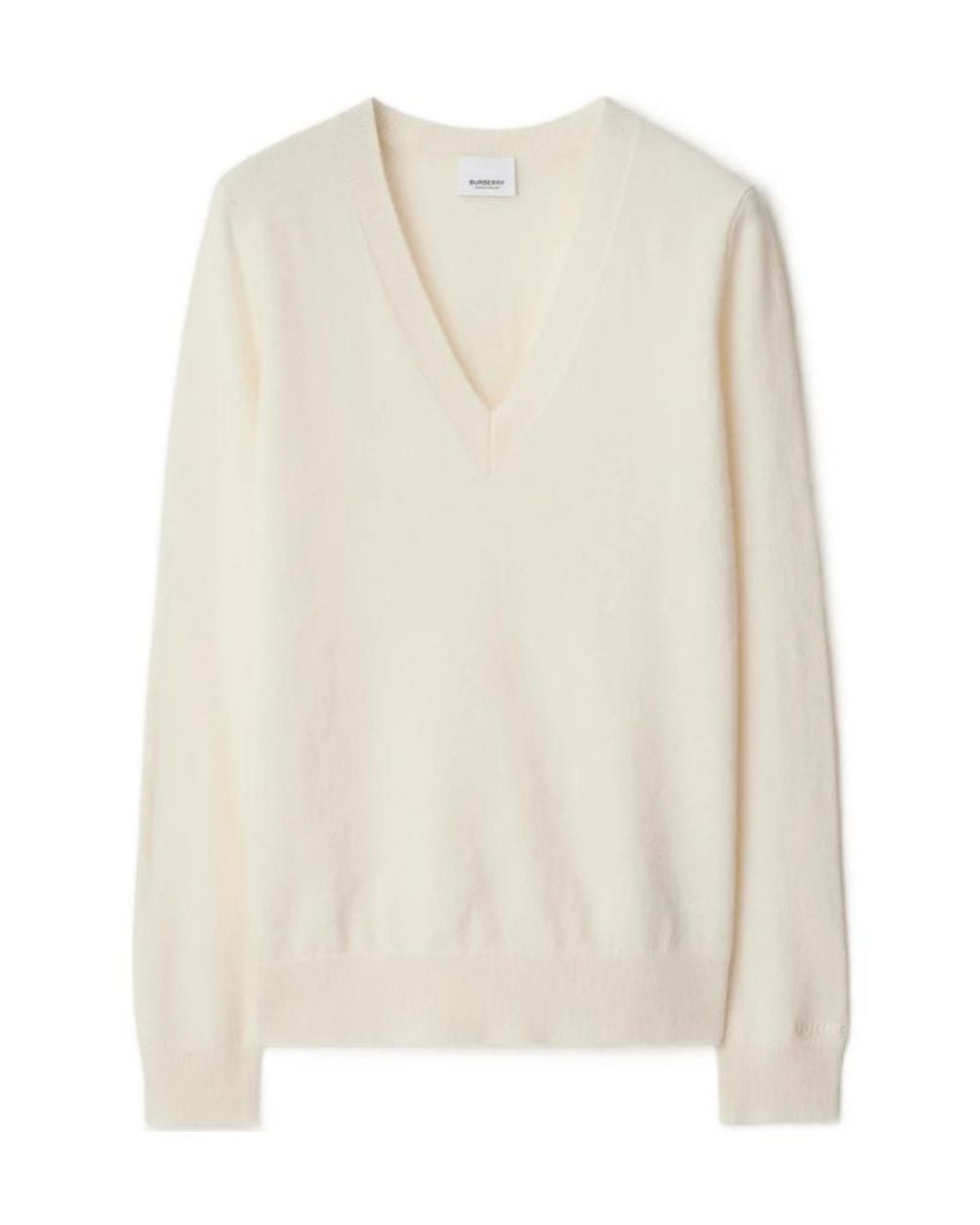 Burberry White Logo Cashmere Sweater