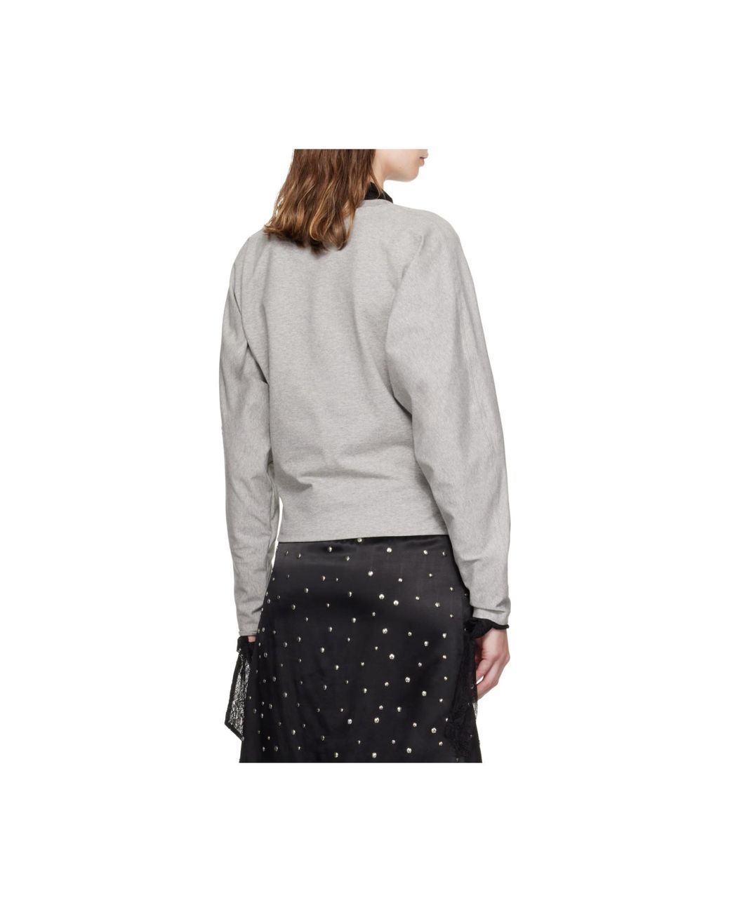 Ganni Gray Asymmetric Crewneck T-Shirt