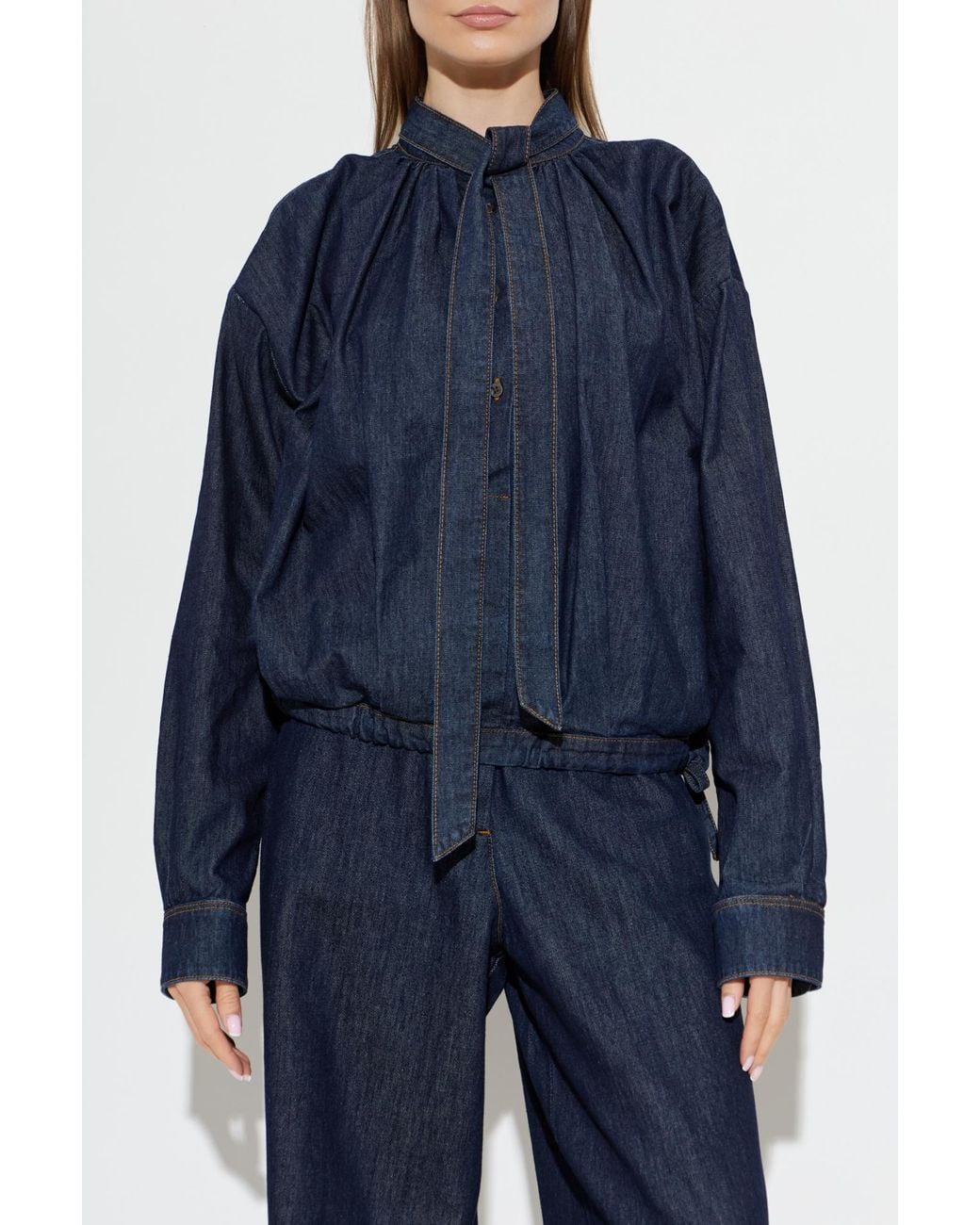 Dries Van Noten Blue Scarf Shirt