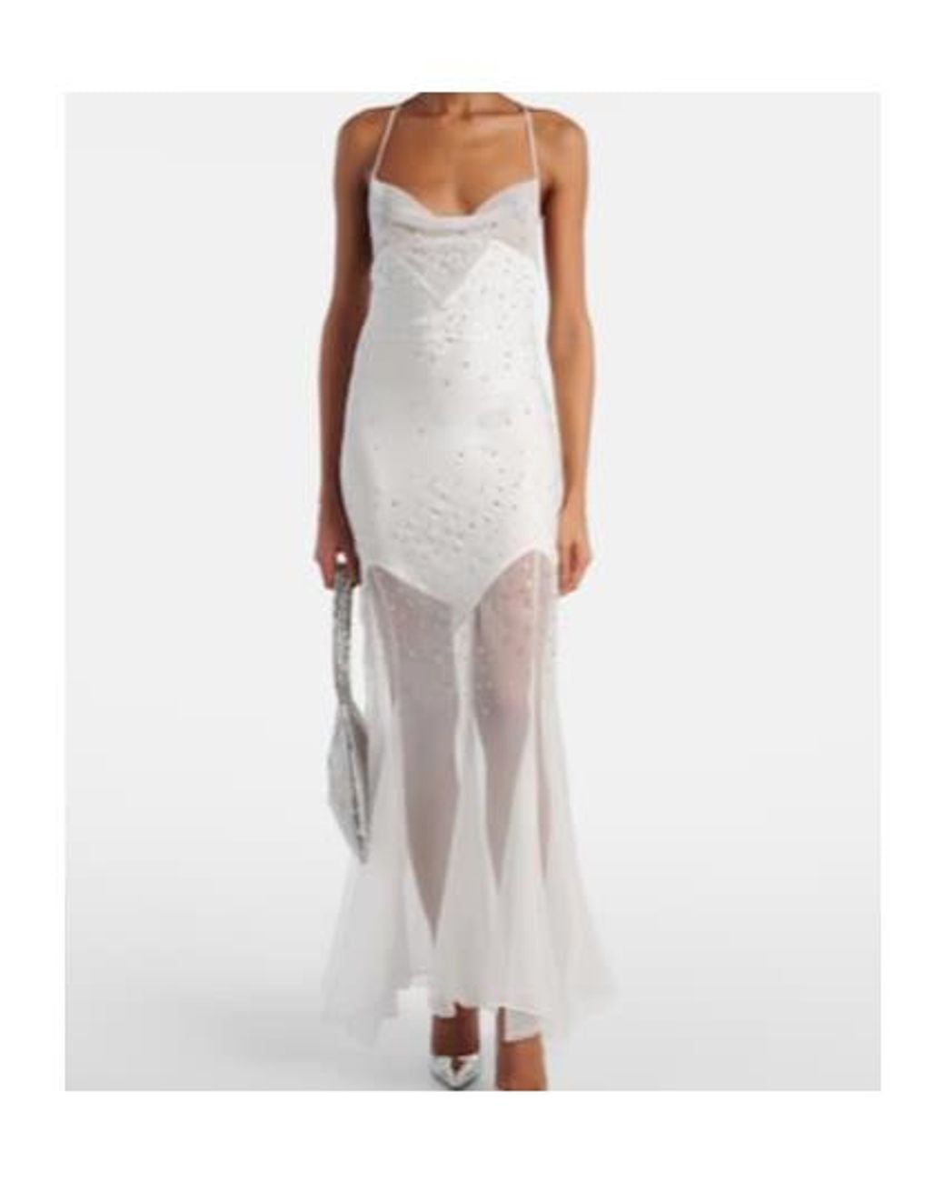 Rabanne White Embellished Sheer Gown