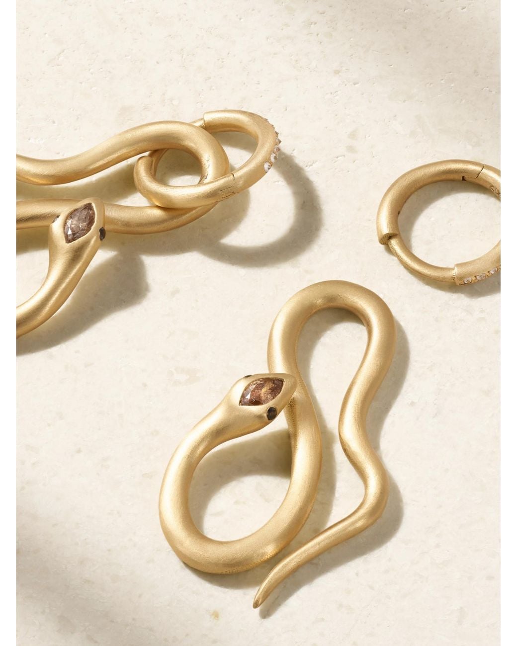Ileana Makri Metallic Diamond Hoop Earrings