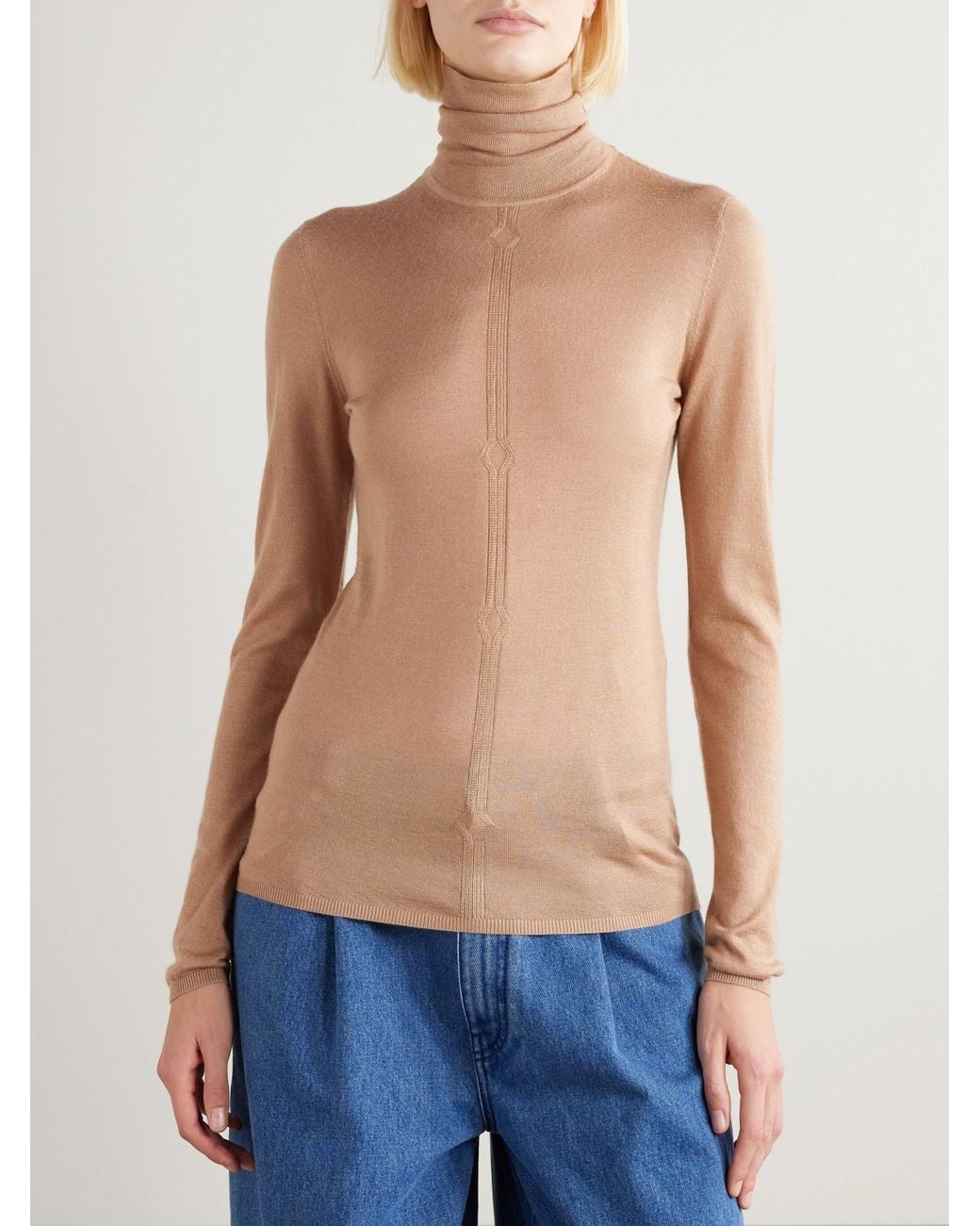 Gabriela Hearst Natural Steinem Cashmere And Silk-Blend Turtleneck Sweater
