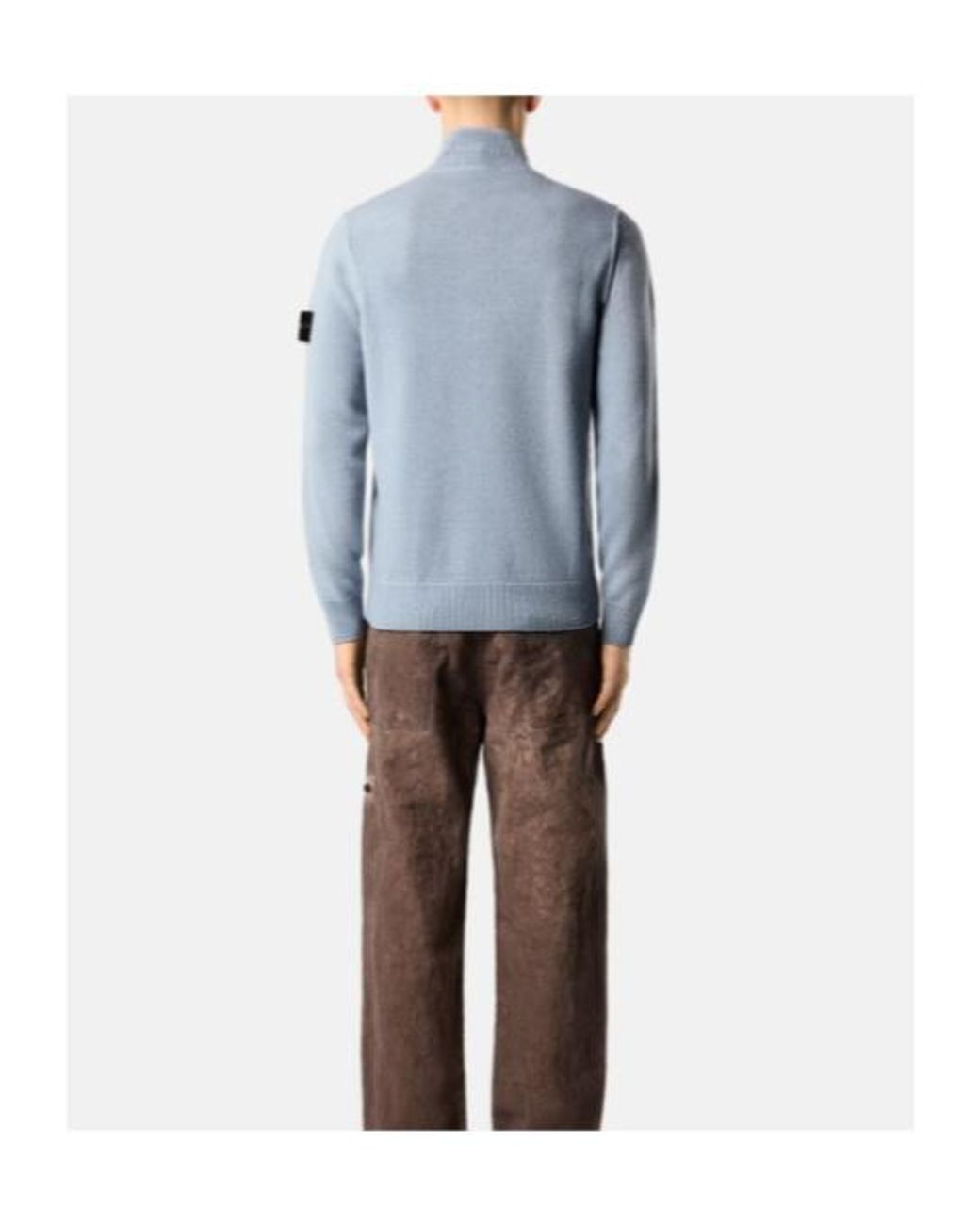 Stone Island Blue High-Neck Knitted Jumper for men