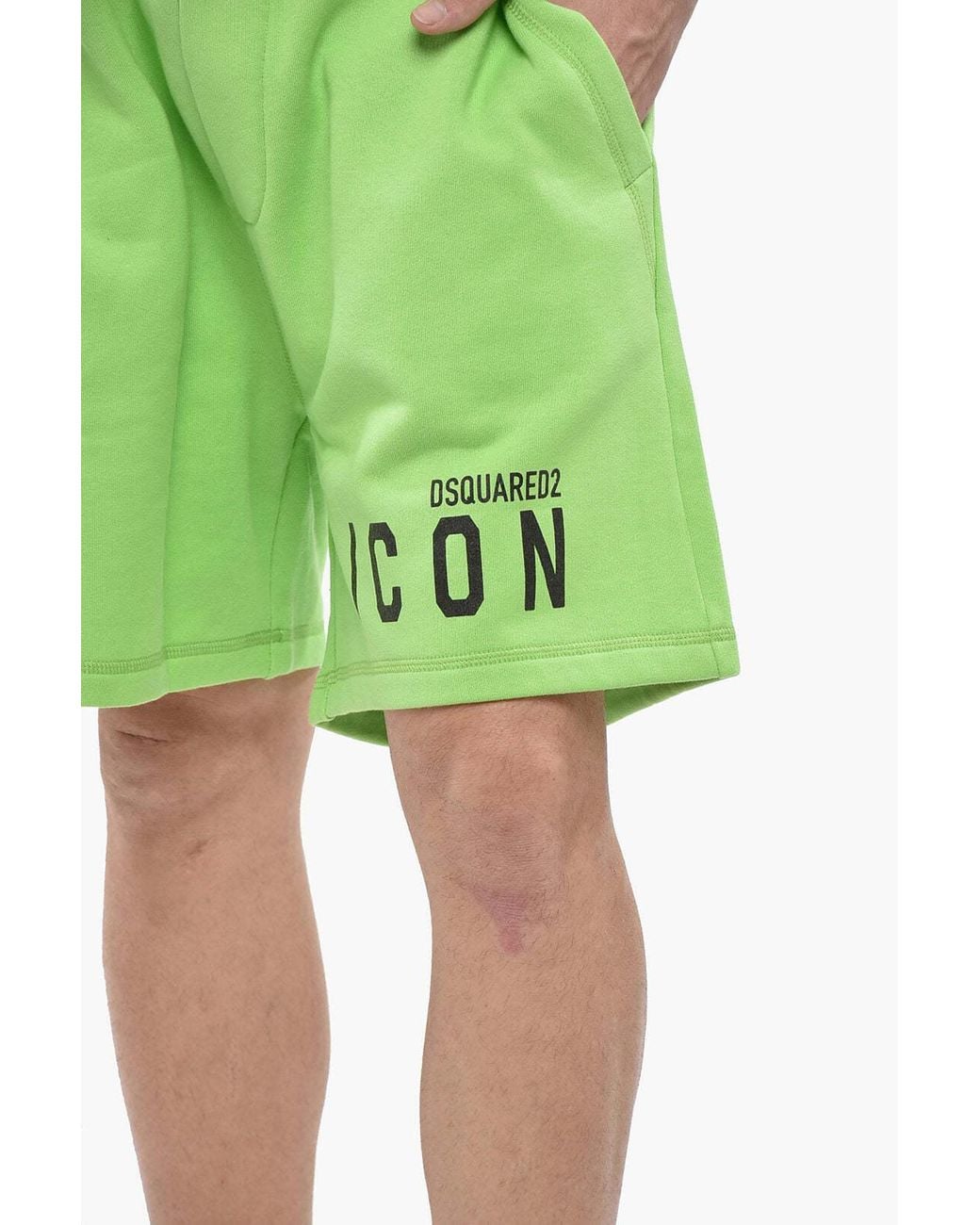 DSquared² Green Icon Logo-Print Shorts for men