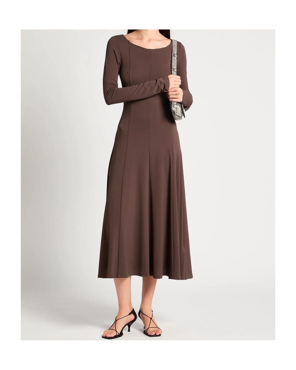 Max Mara Brown Solid-Colored Flared Skirt