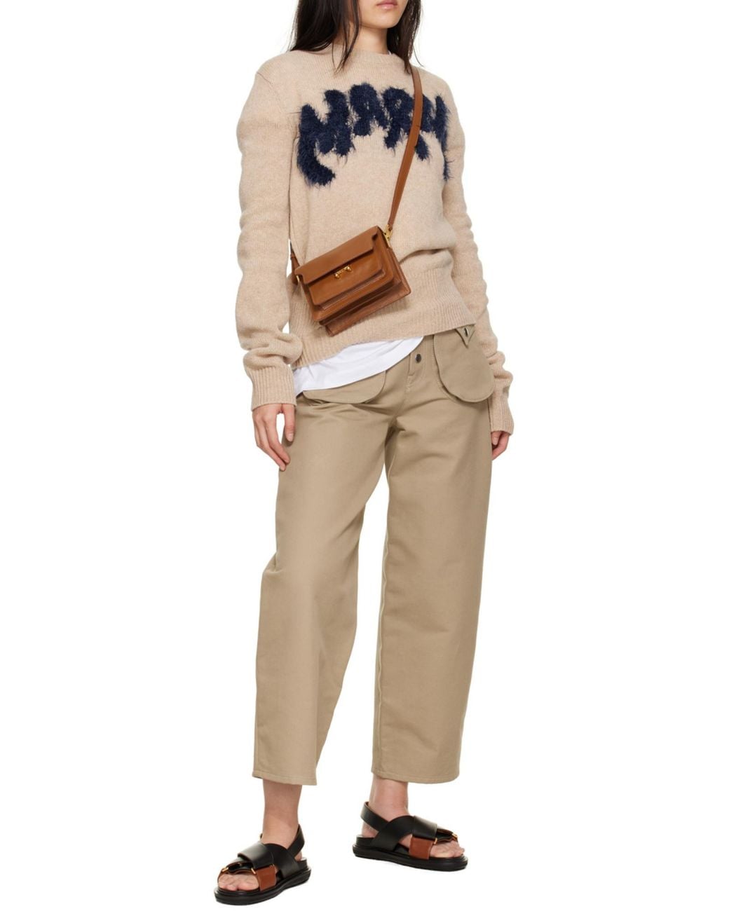 Marni Brown Truck Strapped Mini Crossbody Bag