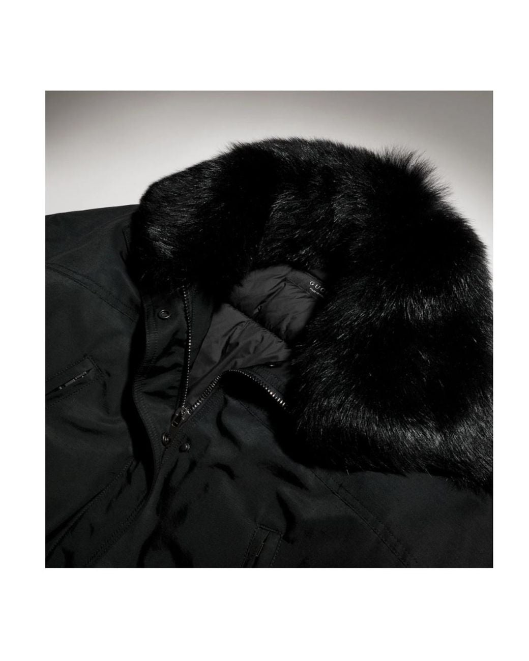 Gucci Black Technical Cotton Faille Jacket With Shearling