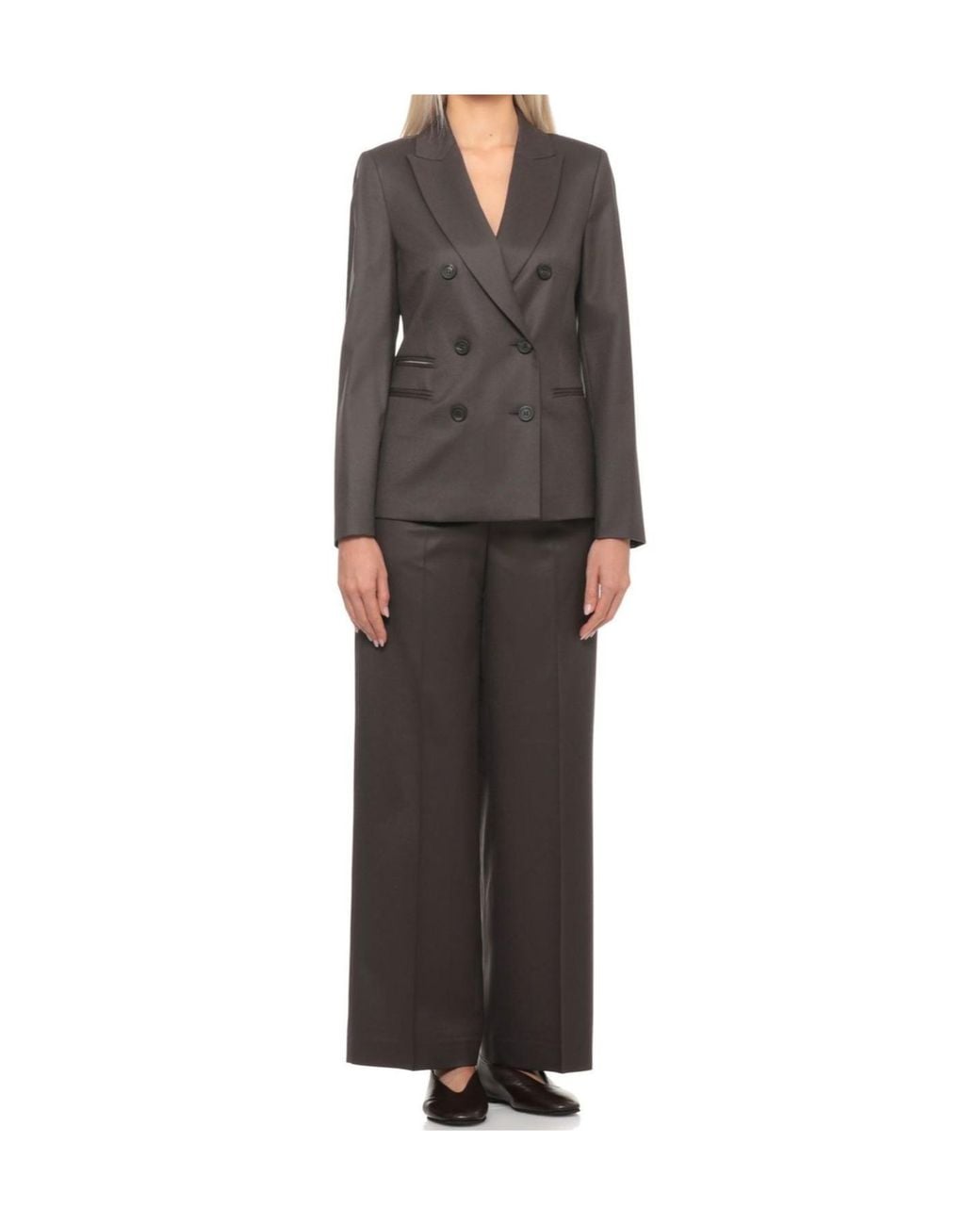 Peserico Black Double-Breasted Peak-Lapel Blazer