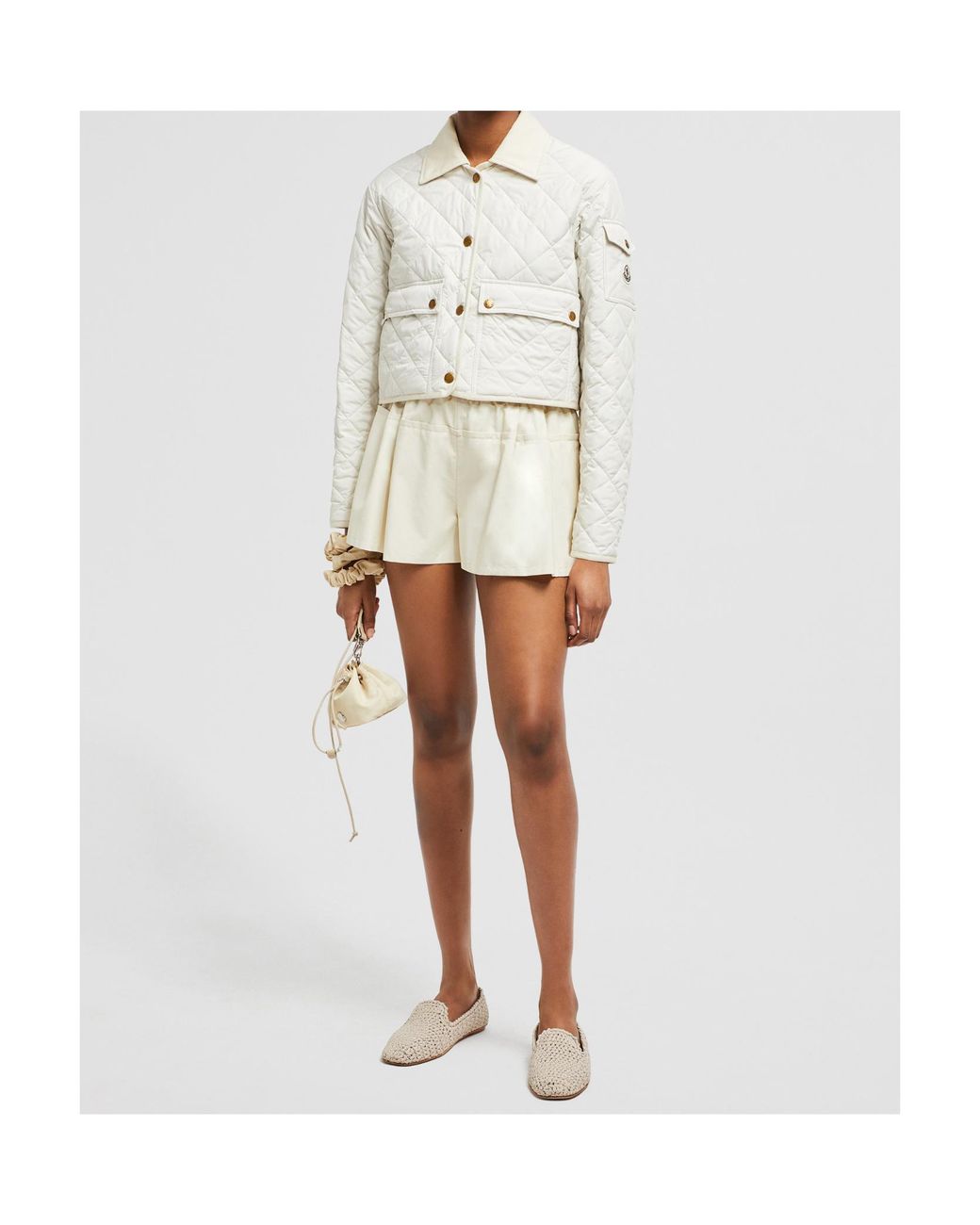 Moncler White Chitre Diamond-Quilted Padded Shirt Jacket