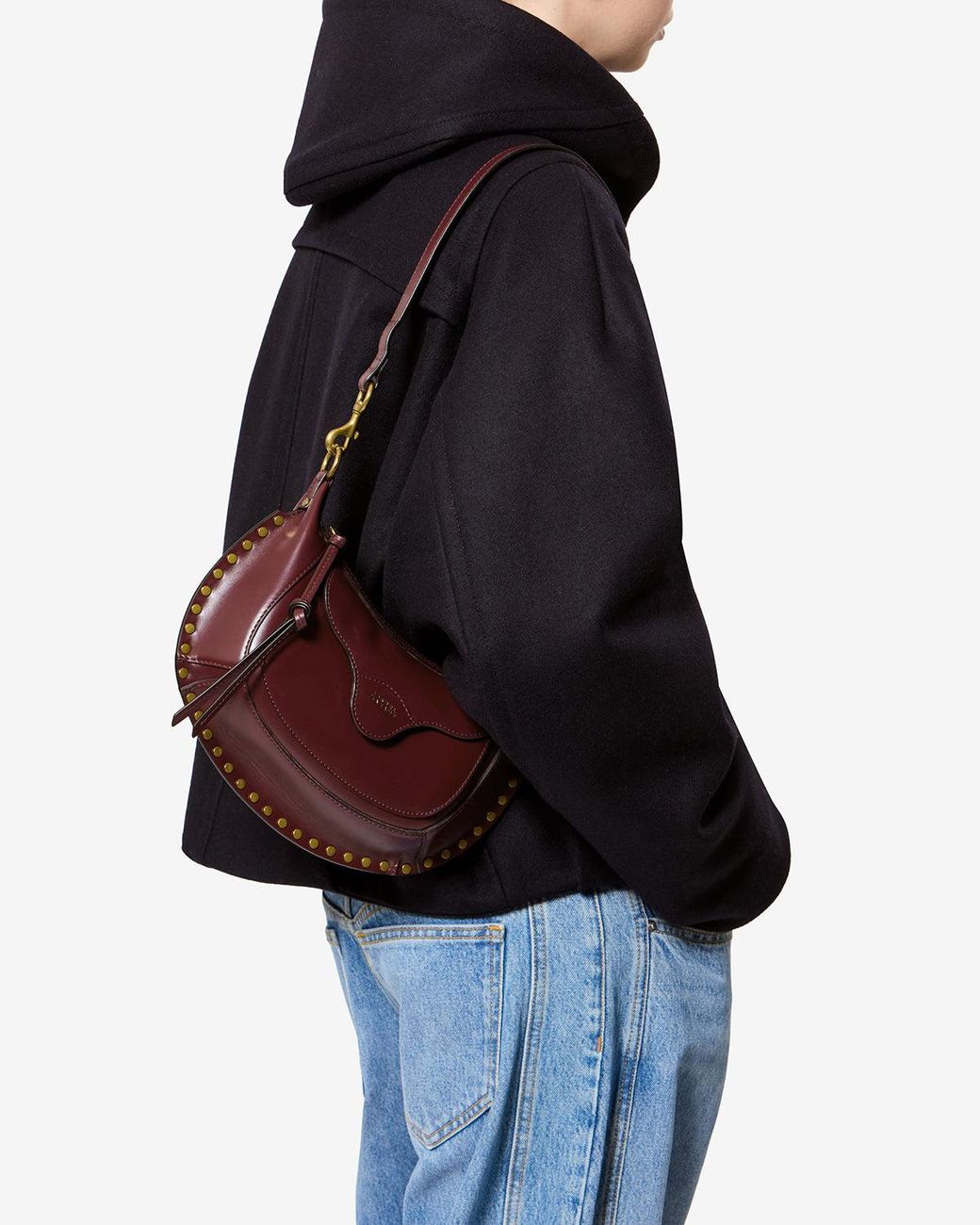 Isabel Marant Purple Moon Studded Shoulder Bag