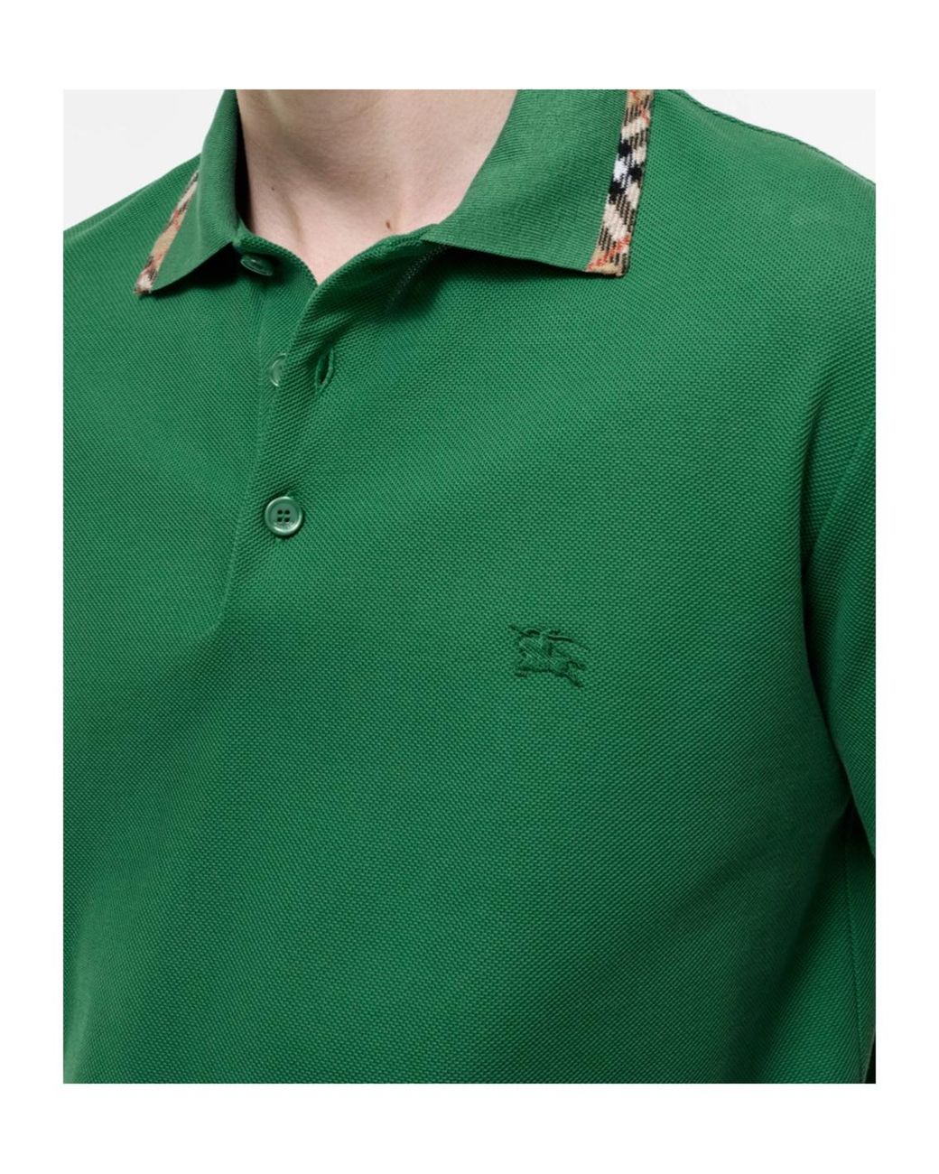 Burberry Green Check-Trim Regular-Fit Polo Shirt for men