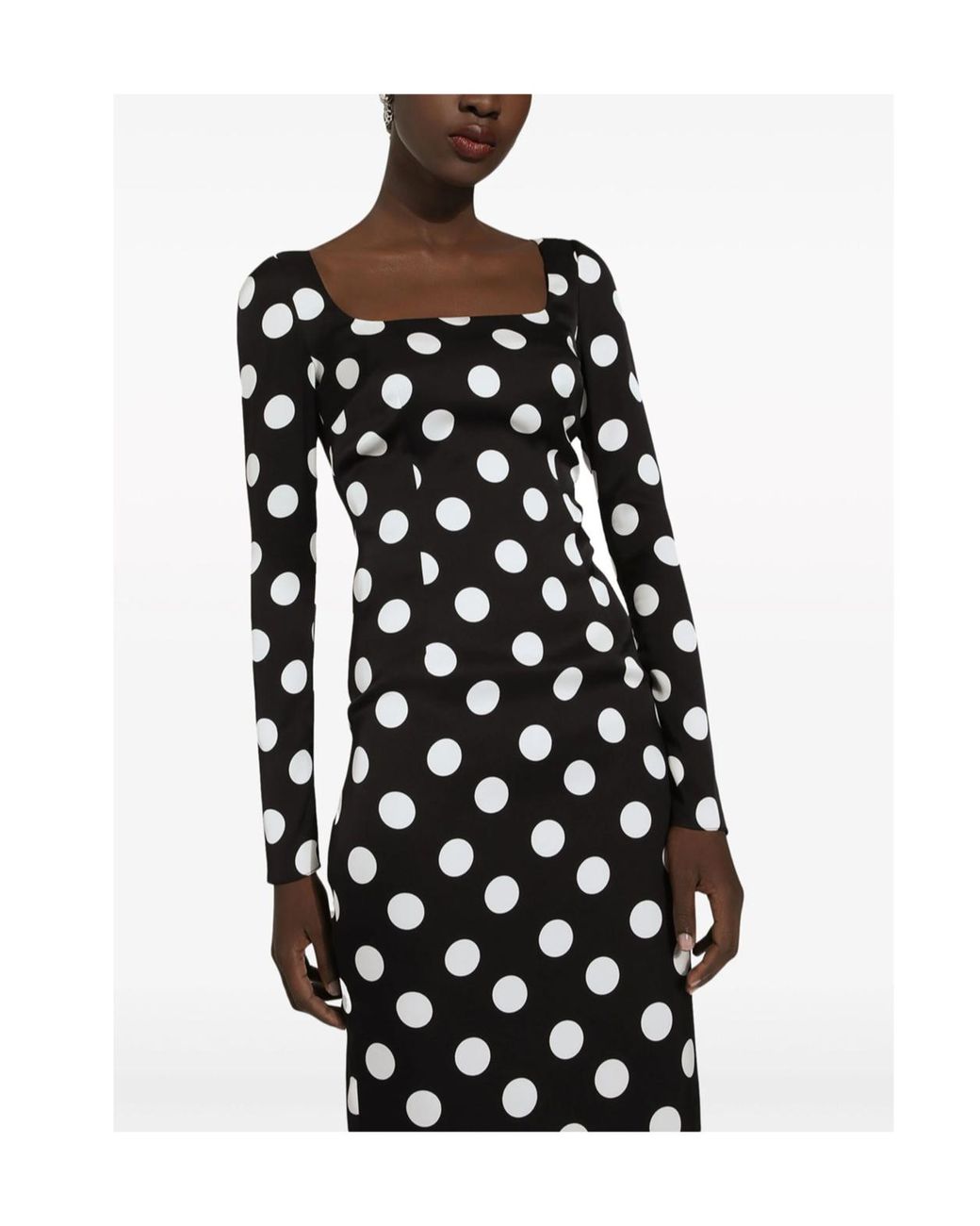 Dolce & Gabbana Black Silk Polka-Dot Bodycon Dress