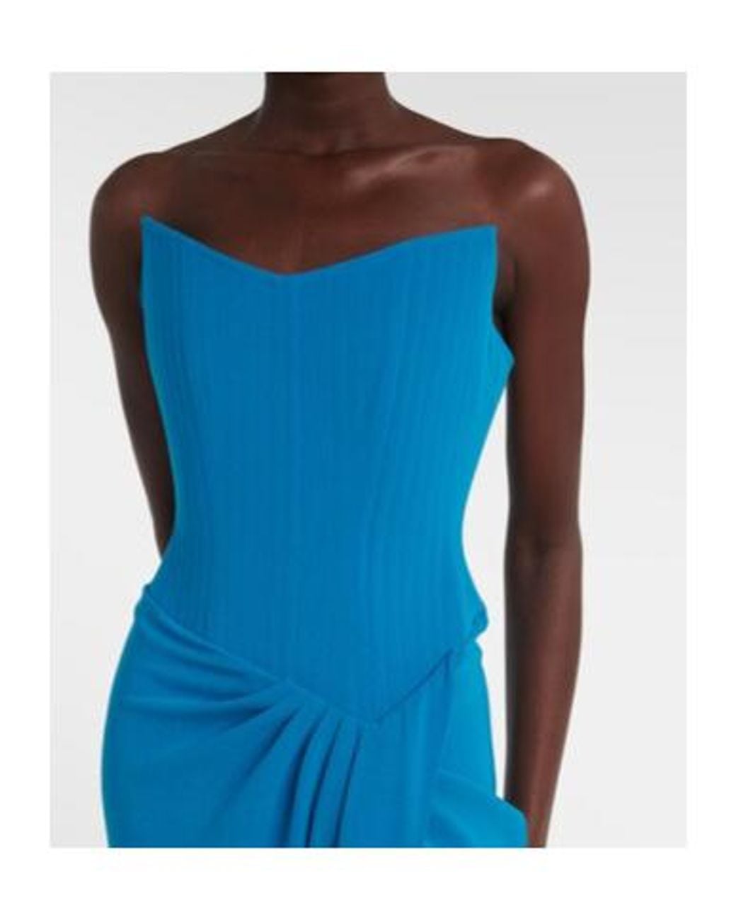 Alex Perry Blue Draped Crepe Corset Gown