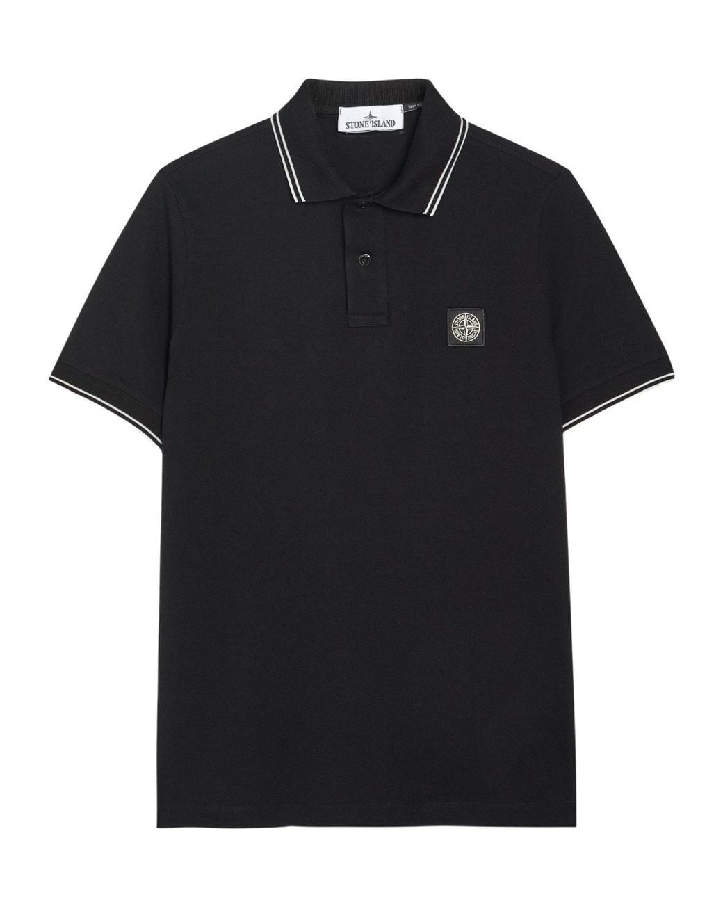 Stone Island Black Cotton Slim-Fit Short-Sleeve Polo for men