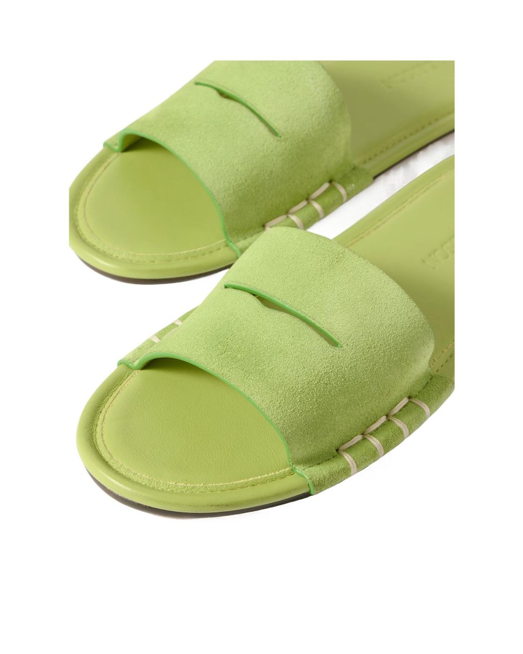 J.W. Anderson Green Whipstitched Suede Slides