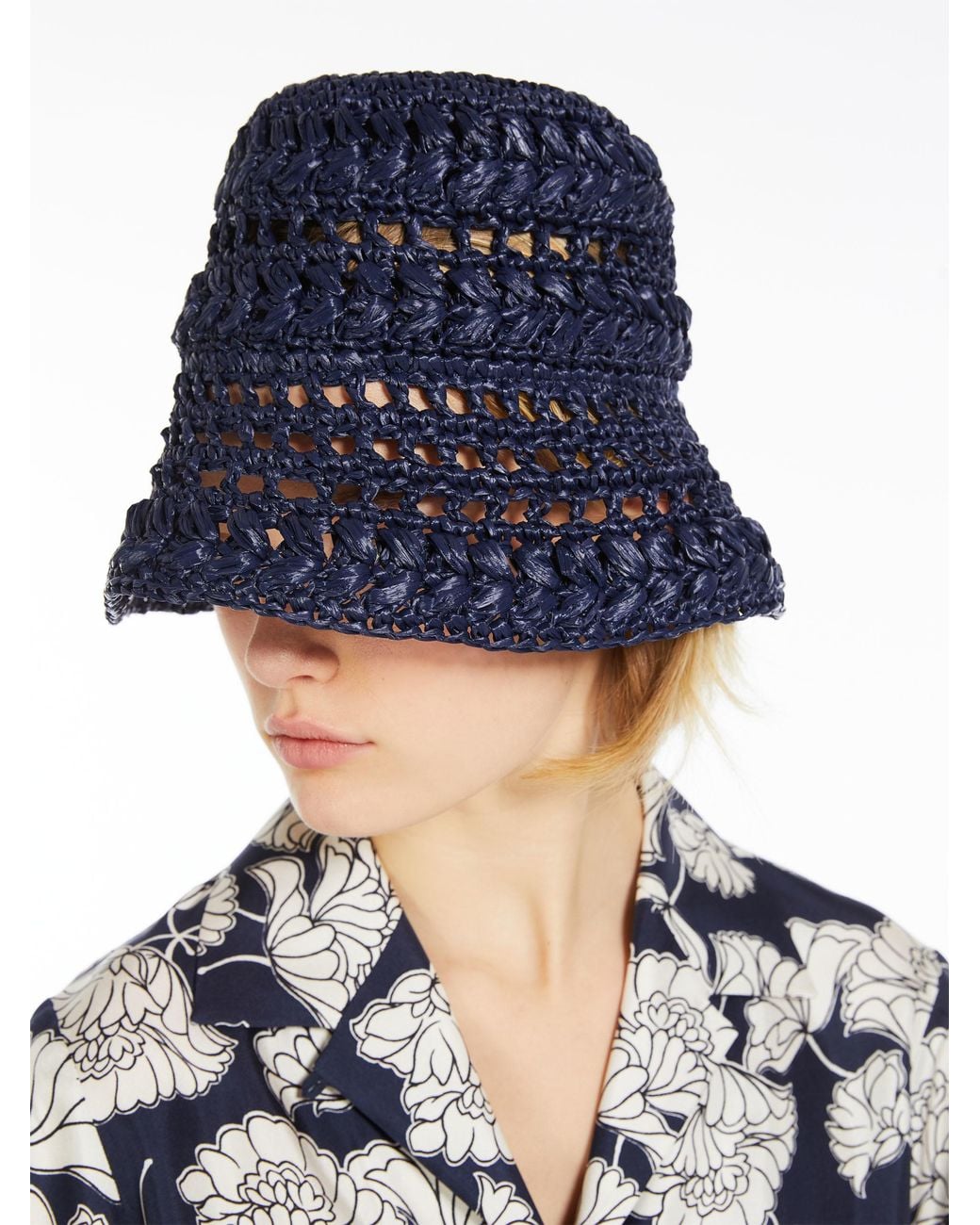 Weekend by Maxmara Blue Adito Crochet Knit Hat