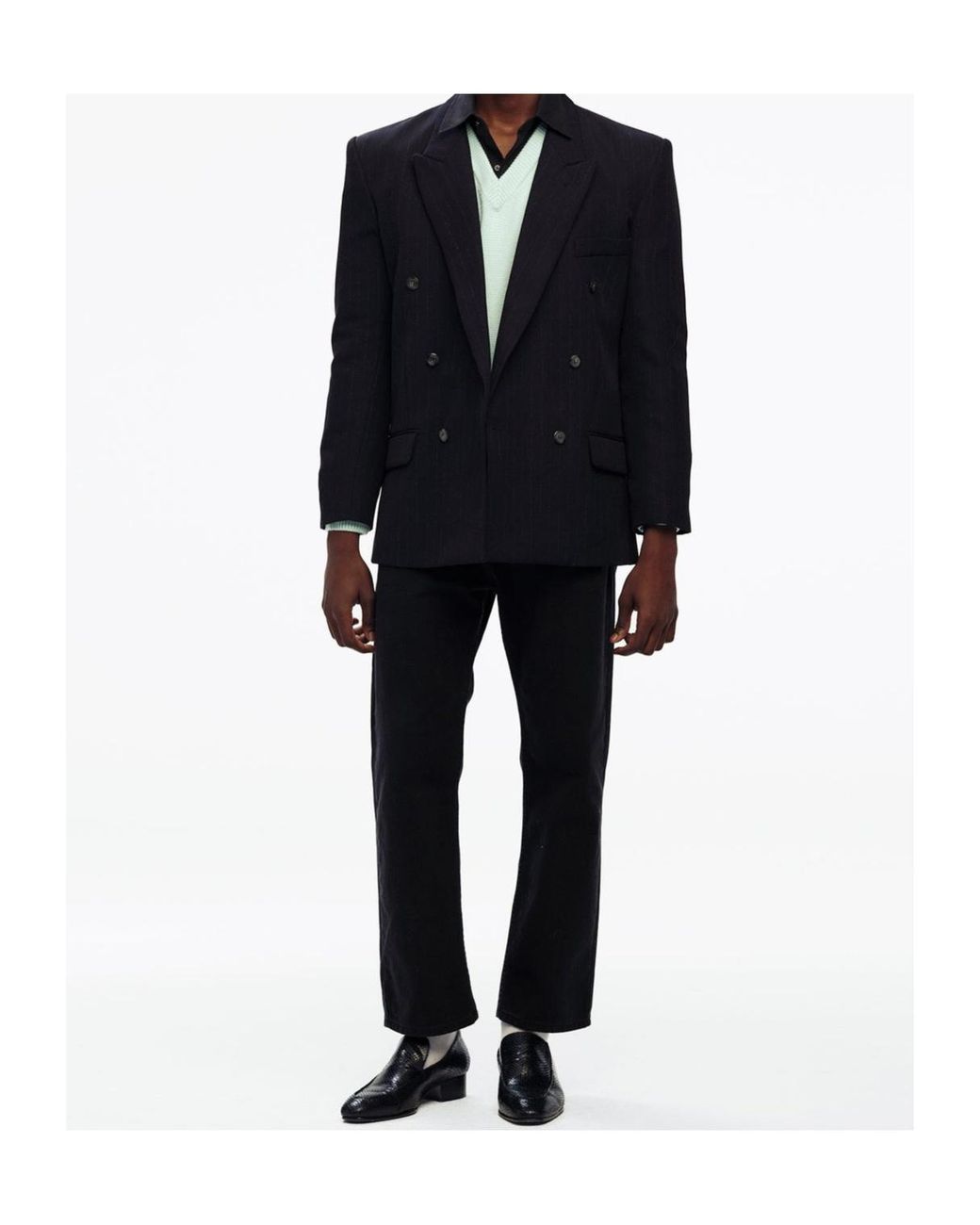 Willy Chavarria Blue Double-Breasted Suit Jacket for men