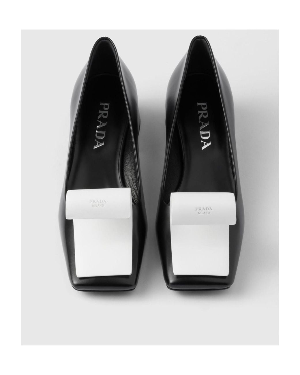 Prada Black Two-Toned Square-Toe Pumps
