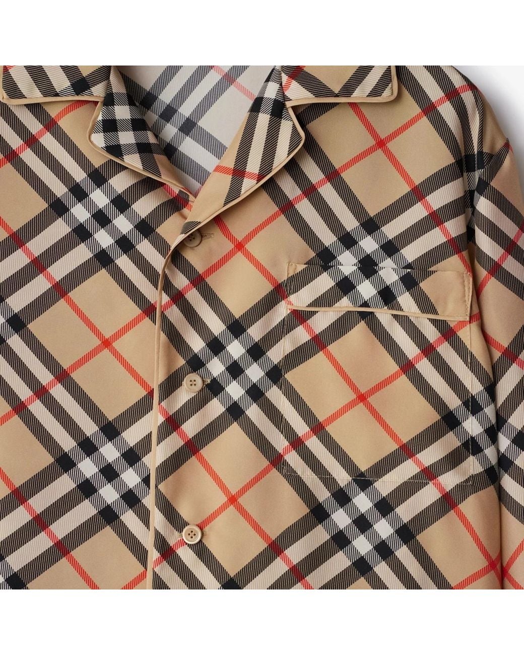 Burberry Brown Vintage Check-Print Silk Pajama Top