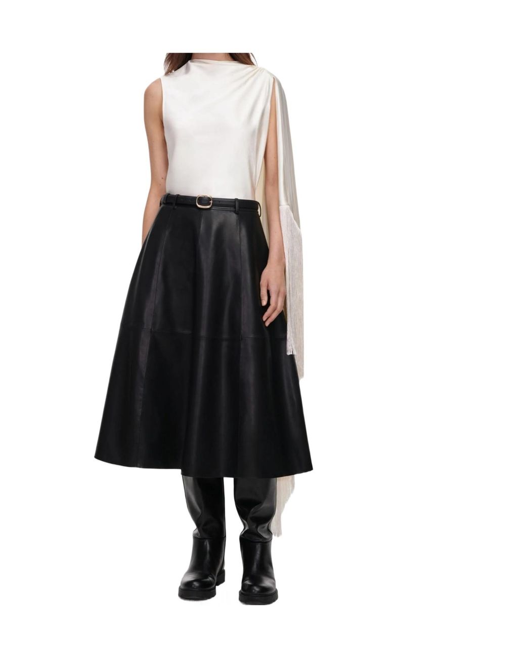 Self-Portrait Black Tasseled Scarf-Style Top