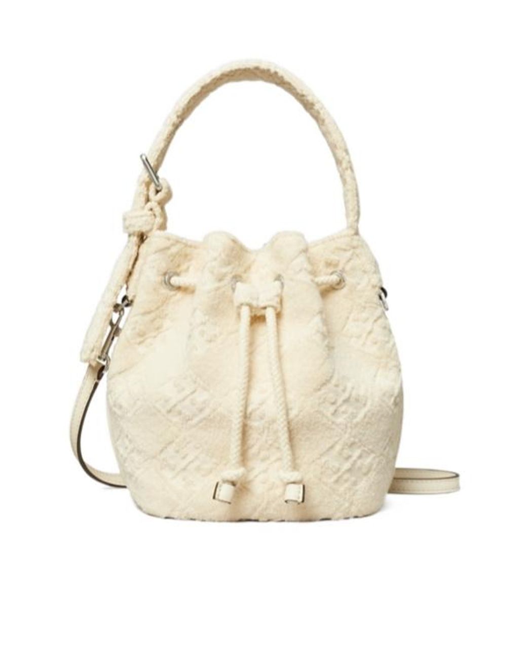 Tory Burch Natural T Monogram Terry Mini Bucket Bag