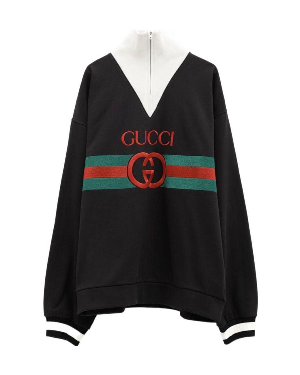 Gucci Black Embroidered-Logo High-Neck Sweatshirt for men