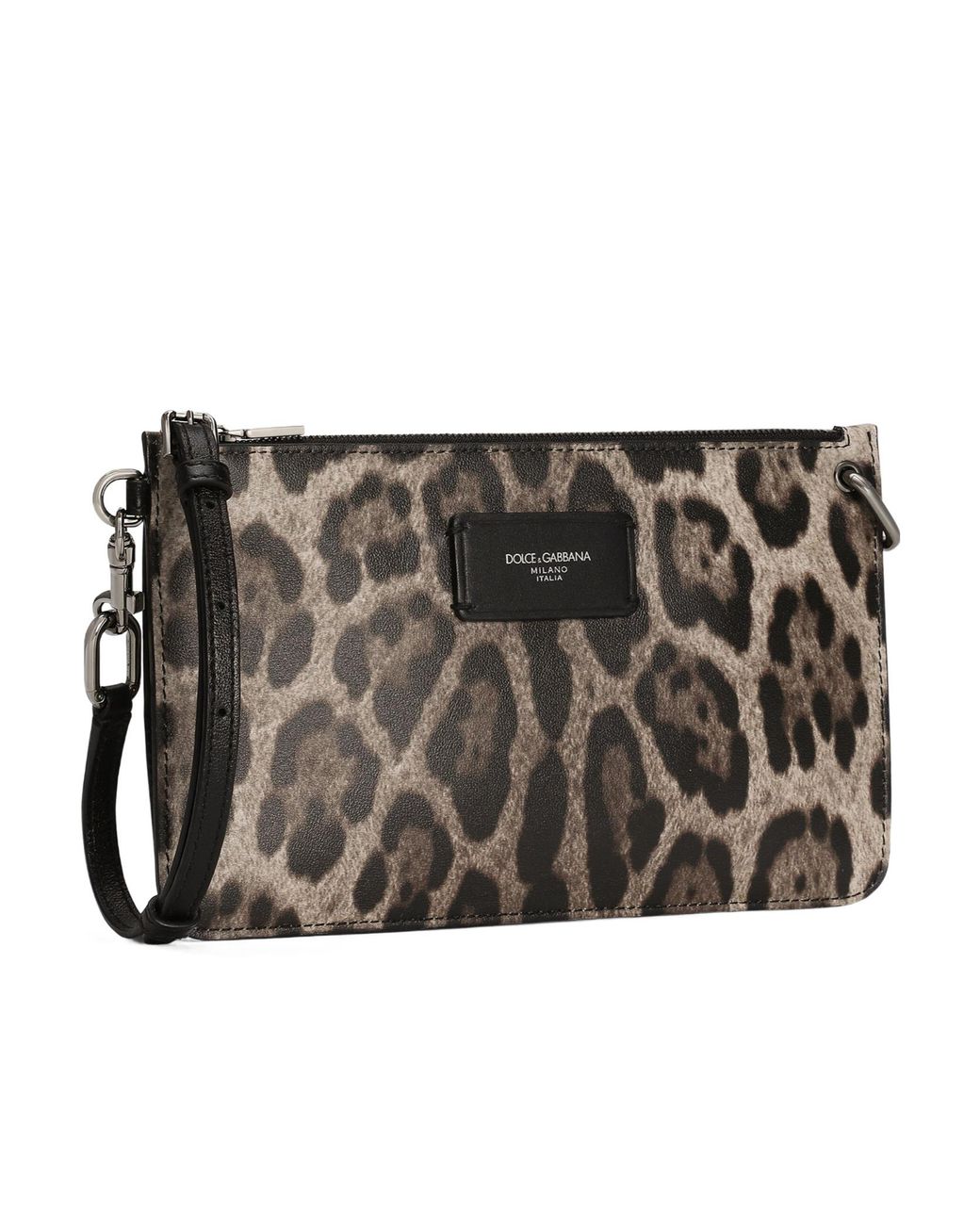 Dolce & Gabbana Black Leopard-Print Toiletry Bag for men