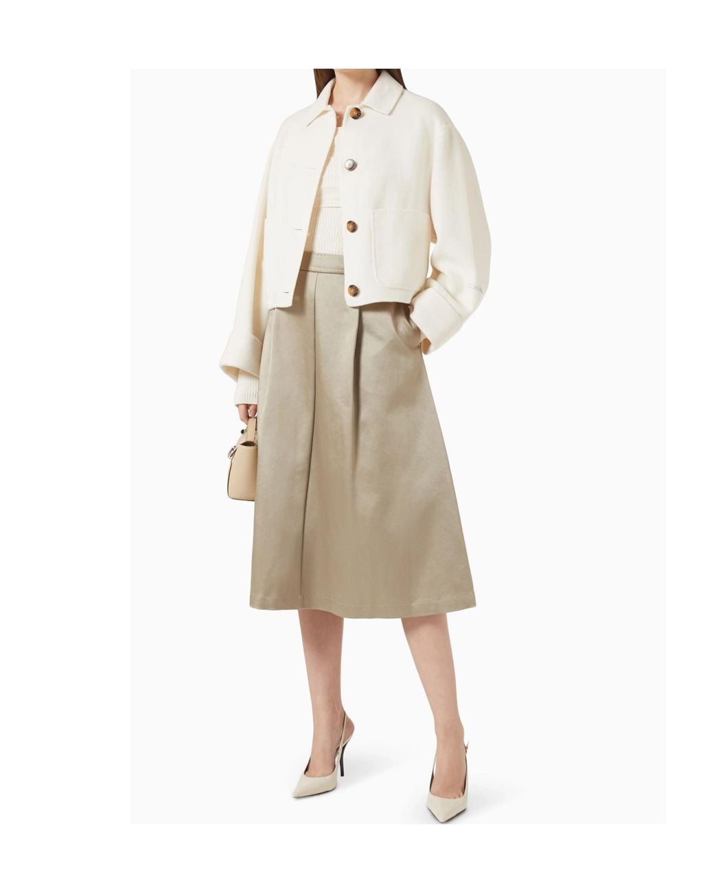 Marella Natural Pleated-Detail Skirt