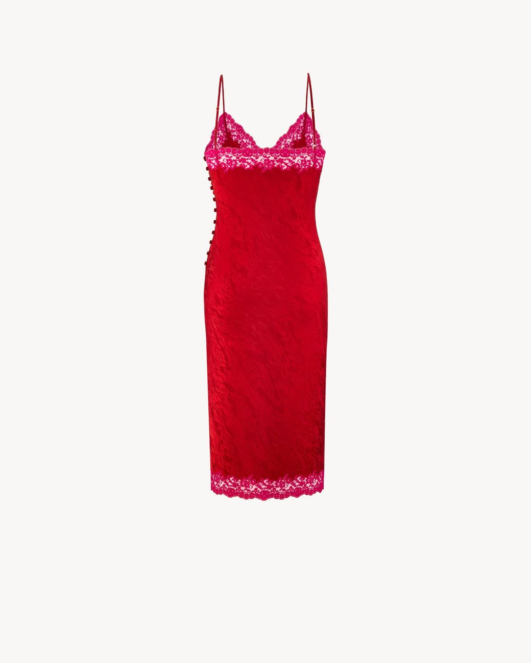 Saint Laurent Red Laced Midi Dress