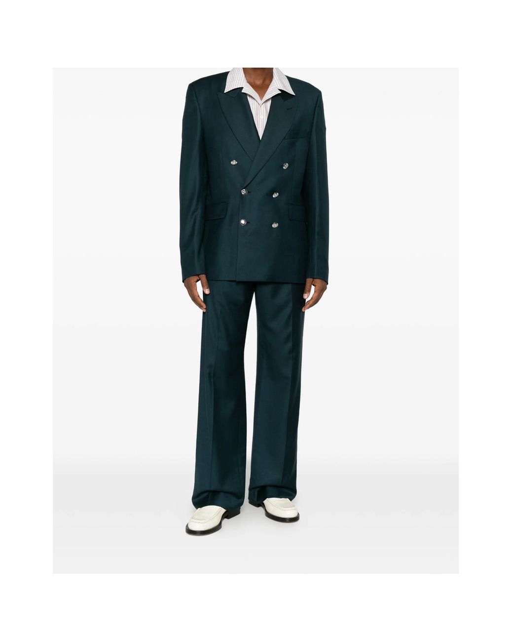 Casablanca Blue Buckle-Fastening Side-Stripe Trousers for men