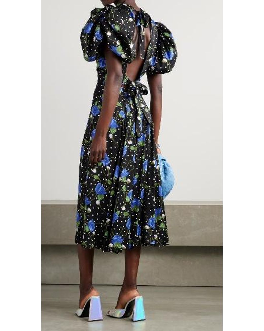 ROTATE BIRGER CHRISTENSEN Blue Stripped Printed Dress With No Back Coverage