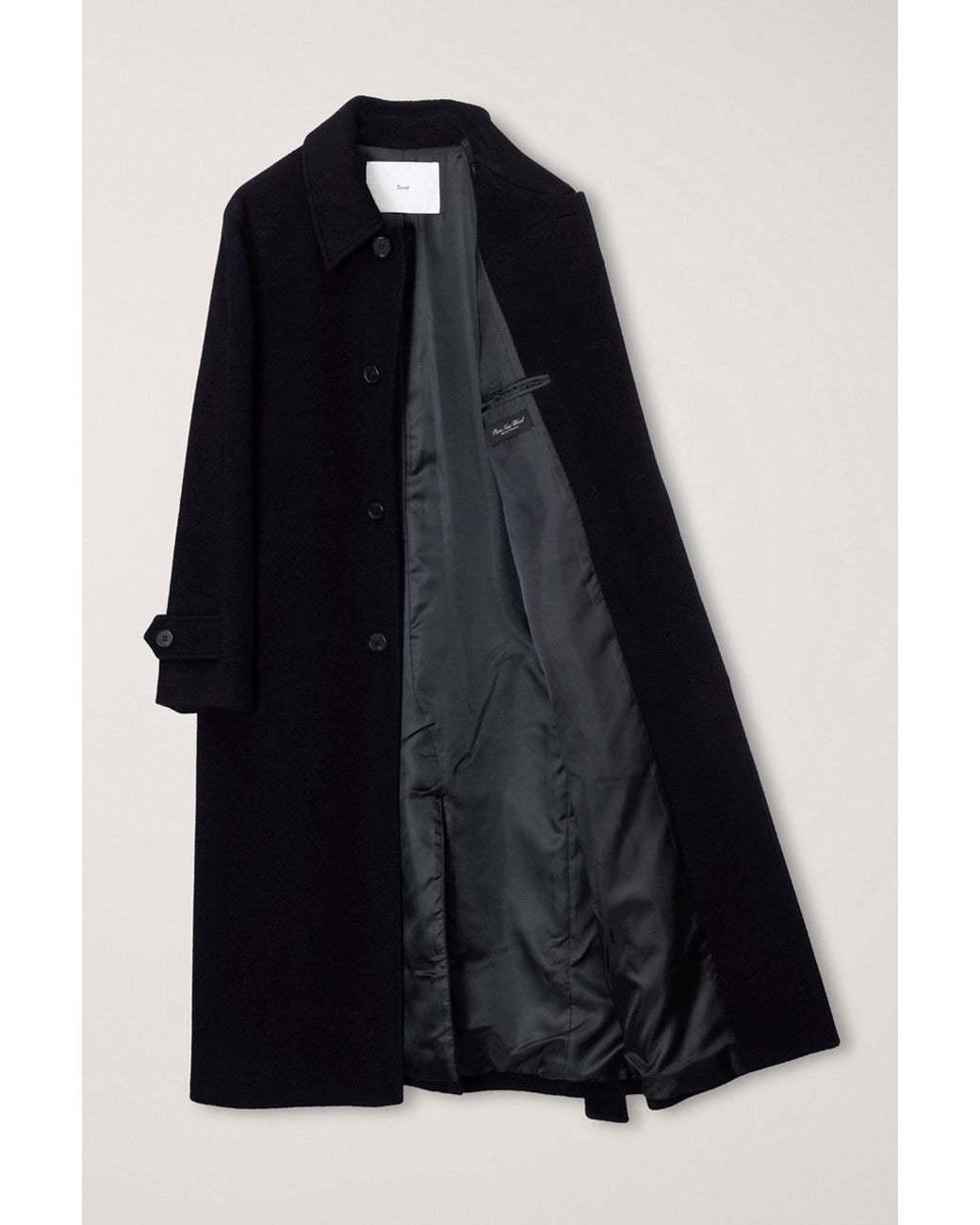 DUNST Black Belted Cashmere Mac Coat for men