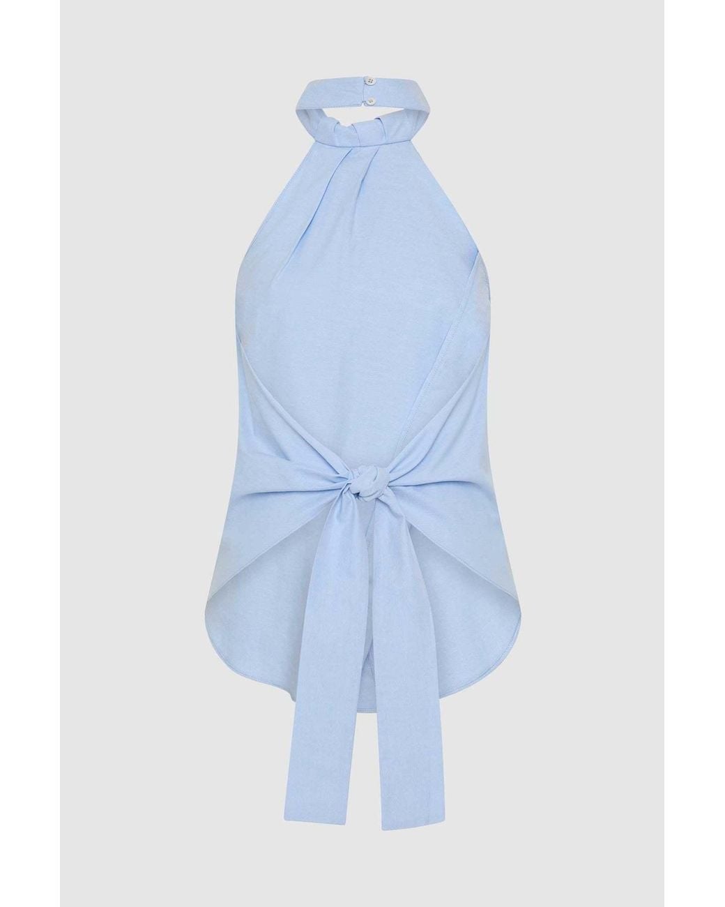 St. Agni Blue Halter Tie-Back Top
