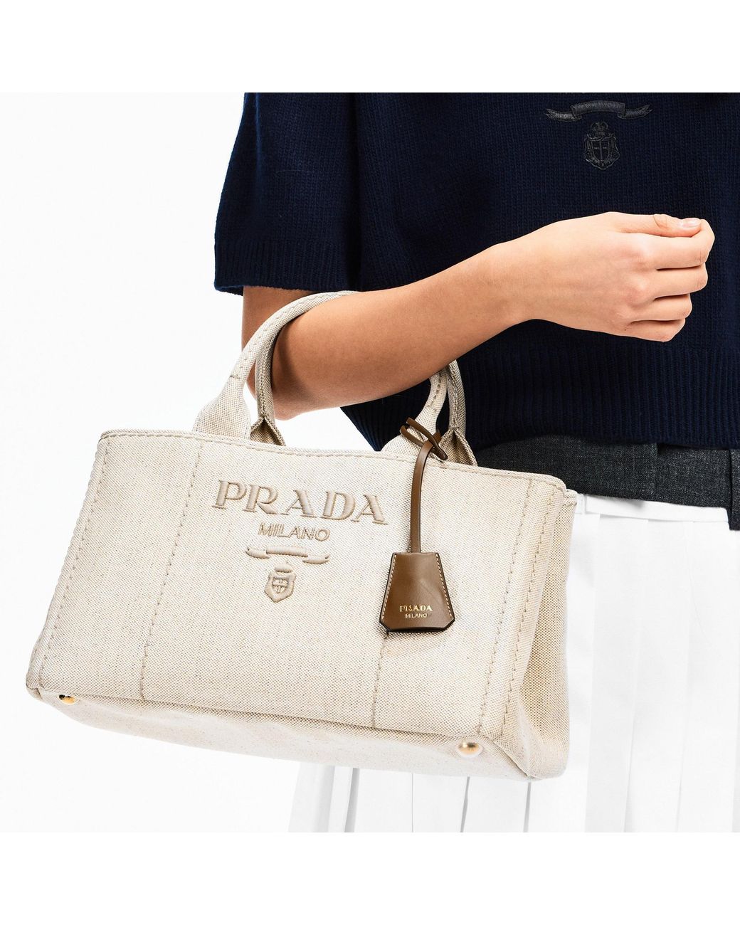 Prada Natural Canvas Lrg Ld62