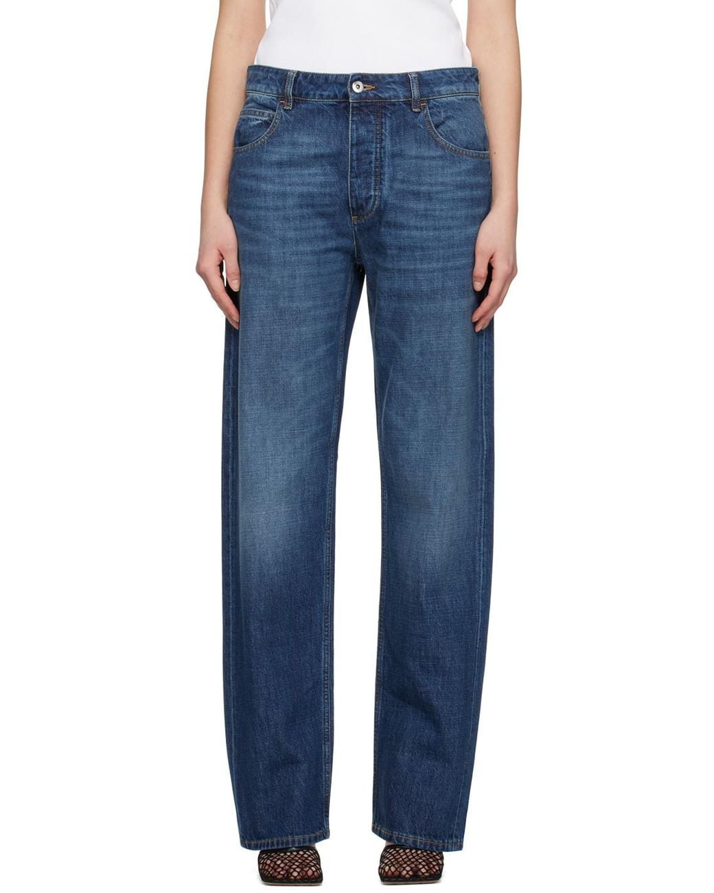 Bottega Veneta Blue Straight-Leg Floor-Length Jeans