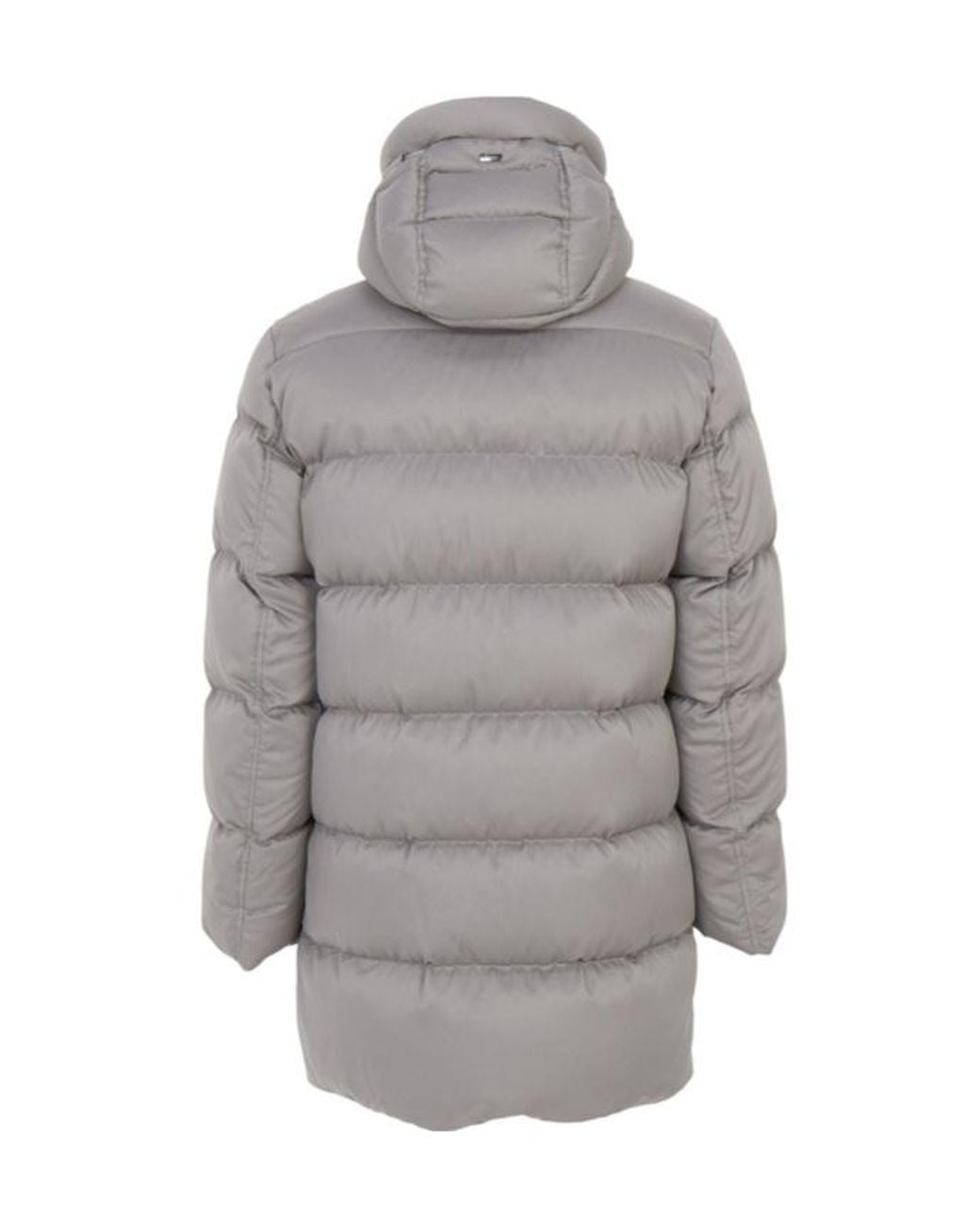 Herno Gray Quilted Hooded Down Jacket for men