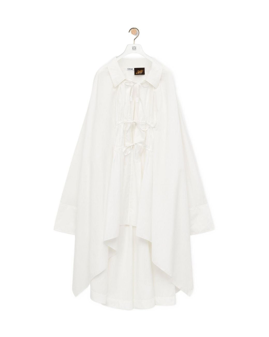 Loewe White Front-Tied Asymmetric Tunic Dress