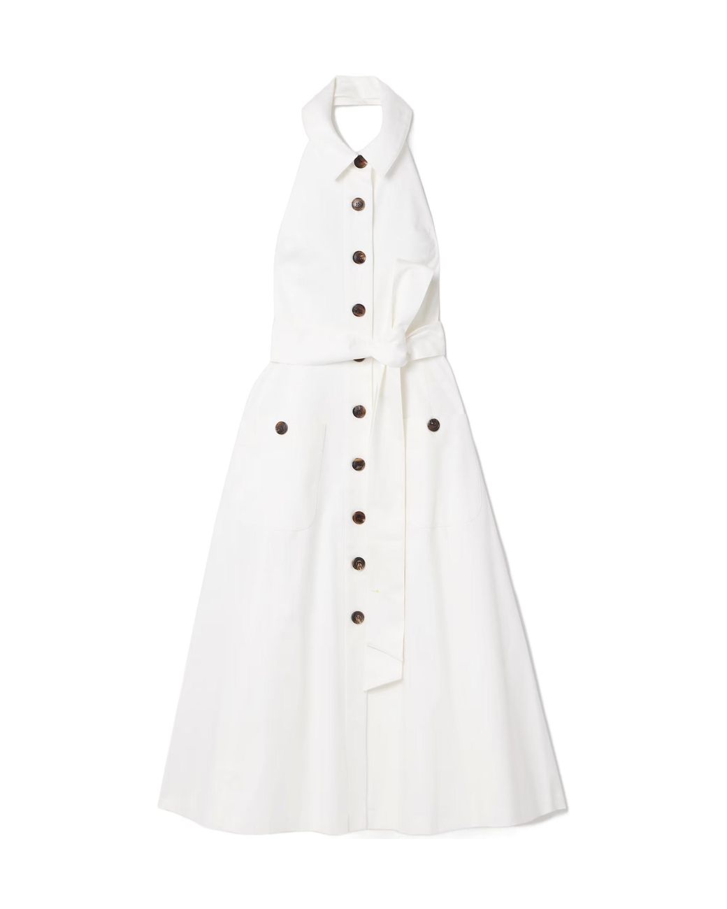 Carolina Herrera White Tie-Back Shirt Dress