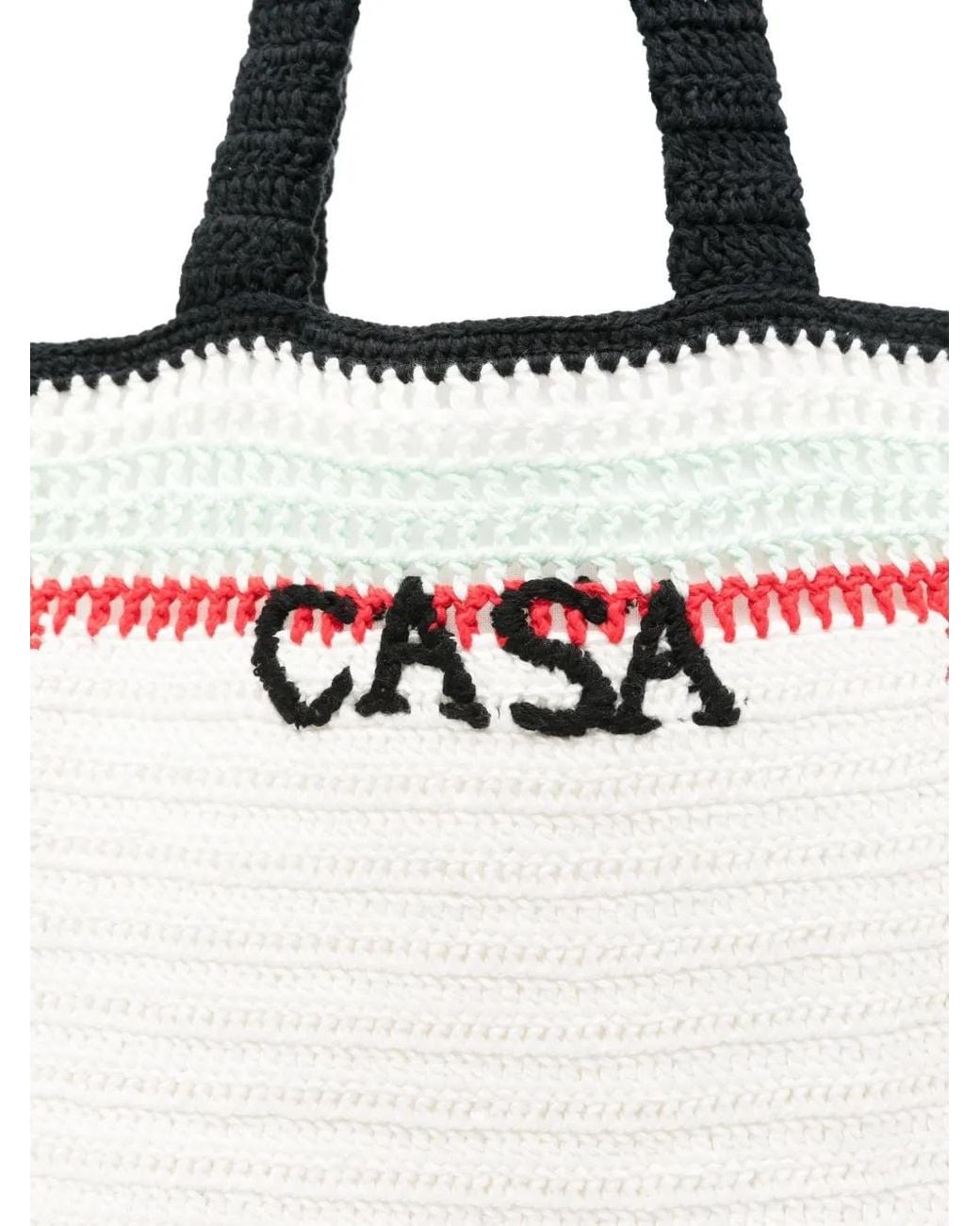 Casablanca White Crochet-Knit Tote Bag