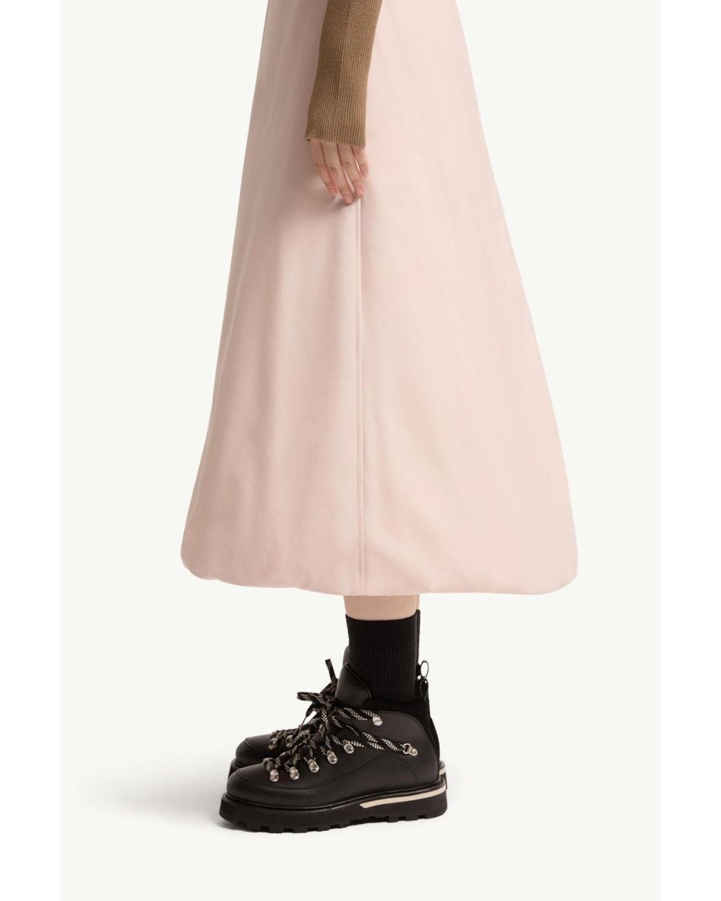 Moncler Natural Reversible Wool Twill Padded Midi Skirt