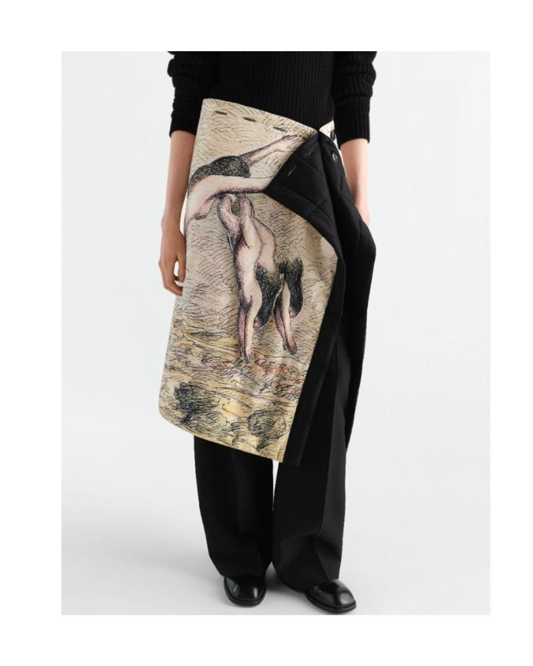 Lemaire Natural Quilted Wrap Skirt