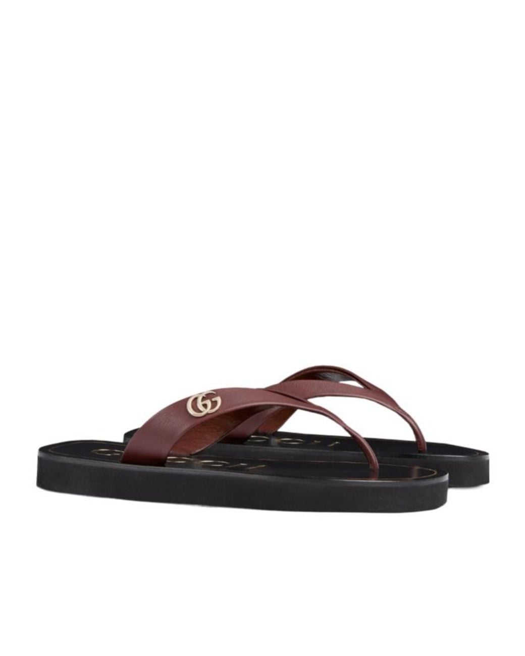 Gucci Brown Thong Sandal With Double G