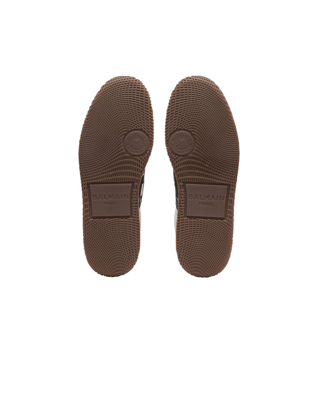 Balmain Brown Swan Suede And Nylon Trainers for men