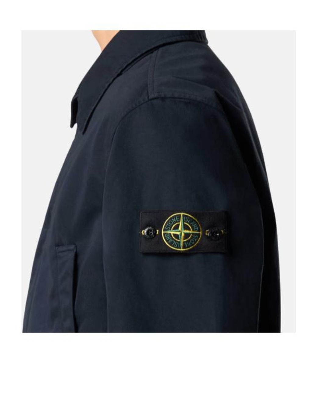 Stone Island Blue Compass-Badge Button-Up Coat for men